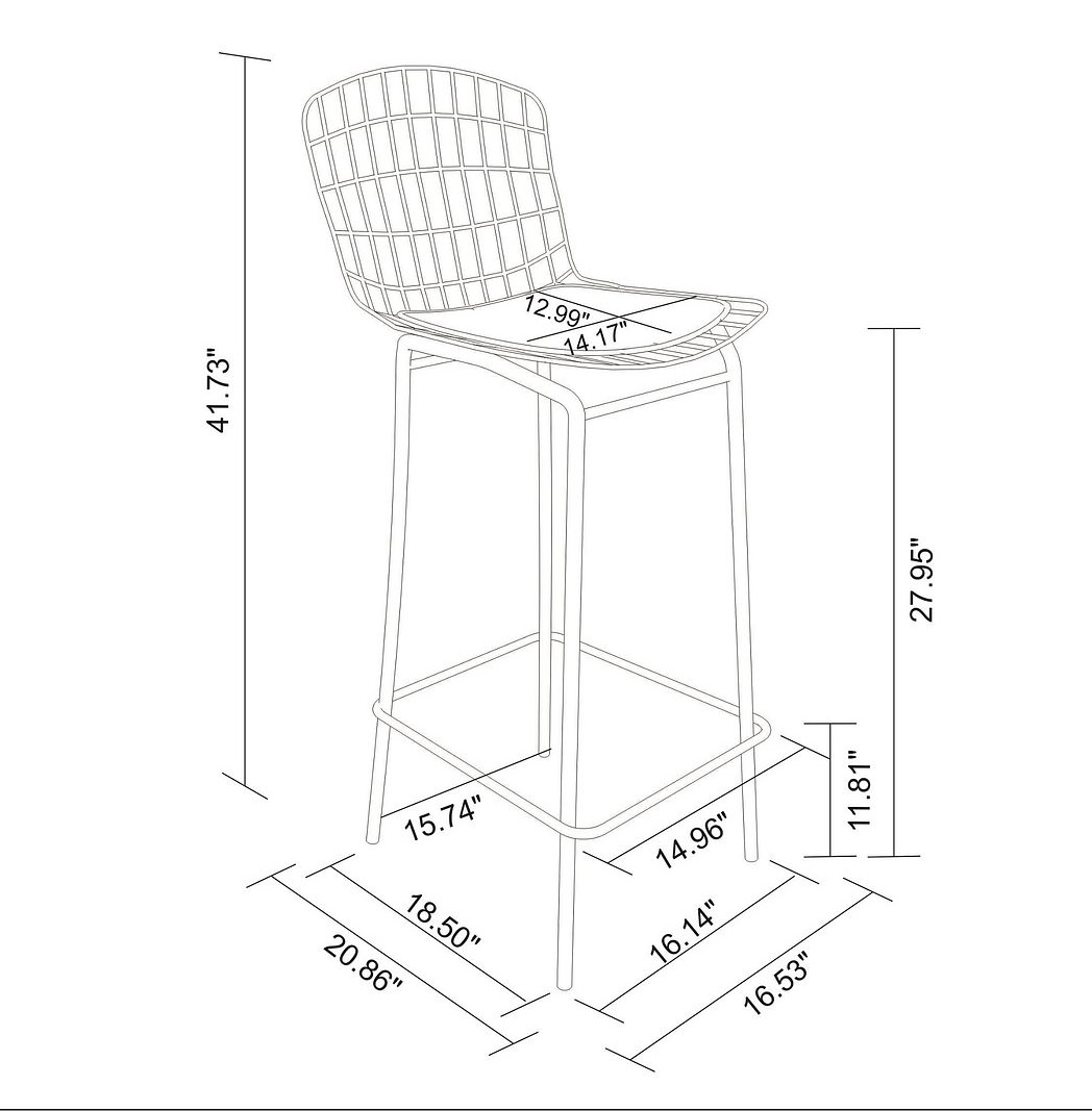 Madeline 41.73-inch Leatherette/Metal Barstool w/Seat Cushion