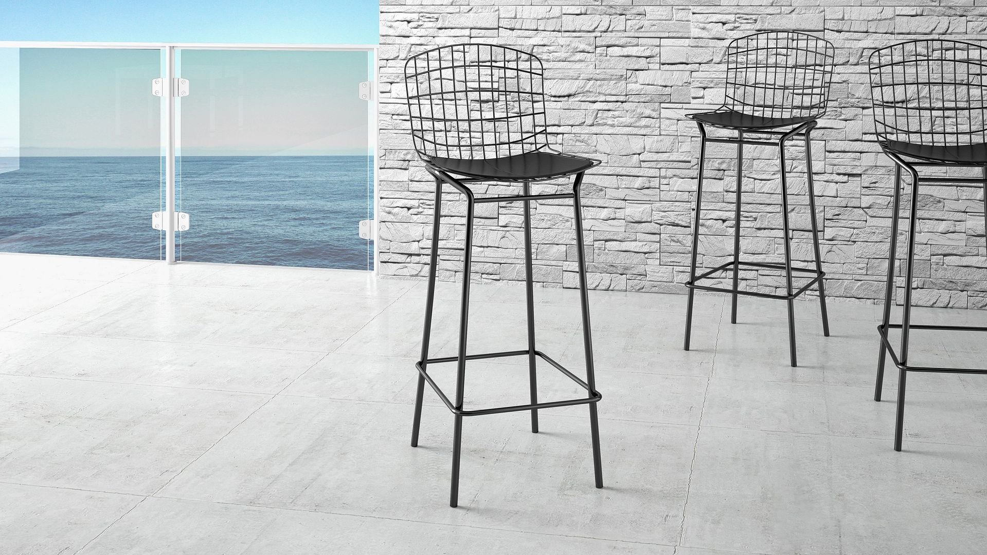 Madeline 41.73-inch Leatherette/Metal Barstool w/Seat Cushion