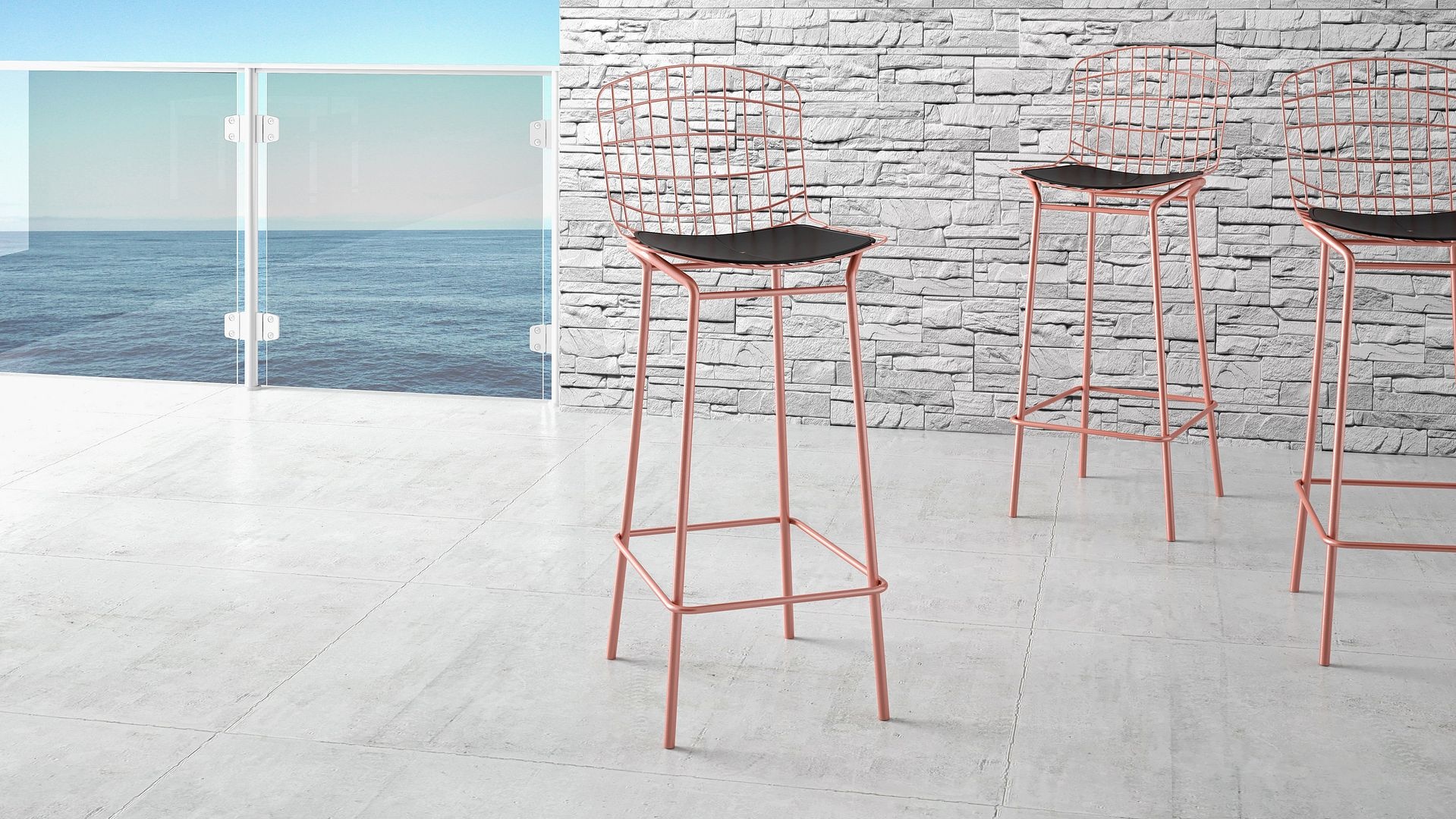 Madeline 41.73-inch Leatherette/Metal Barstool w/Seat Cushion