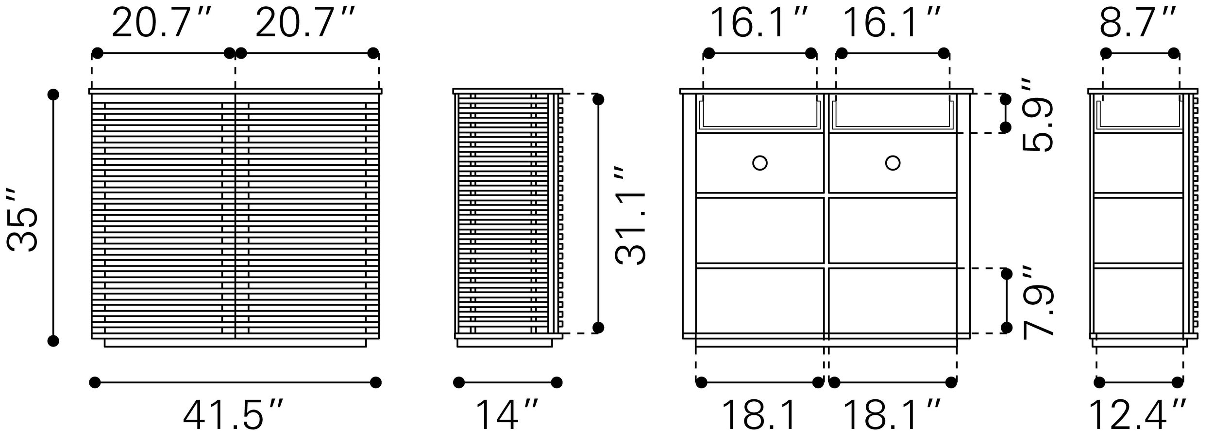 Linea Wood Veneer/Wood Cabinet w/2 Doors