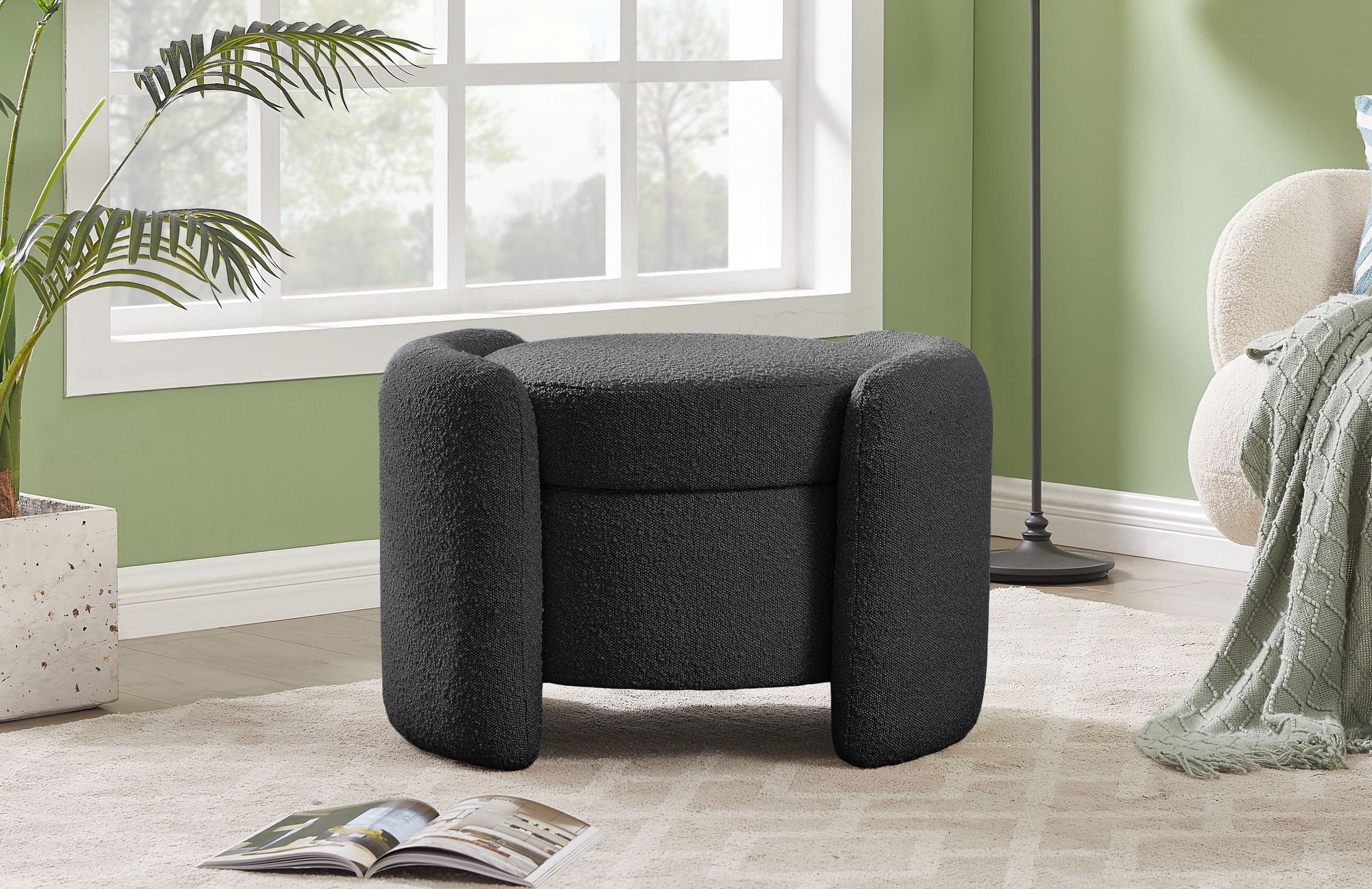Horizon Boucle Fabric Ottoman