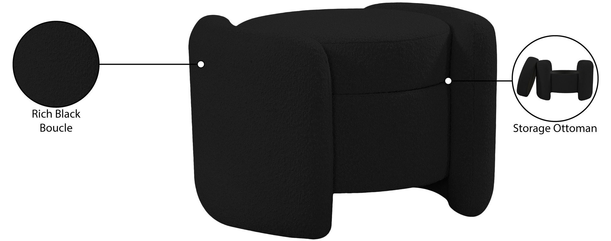 Horizon Boucle Fabric Ottoman
