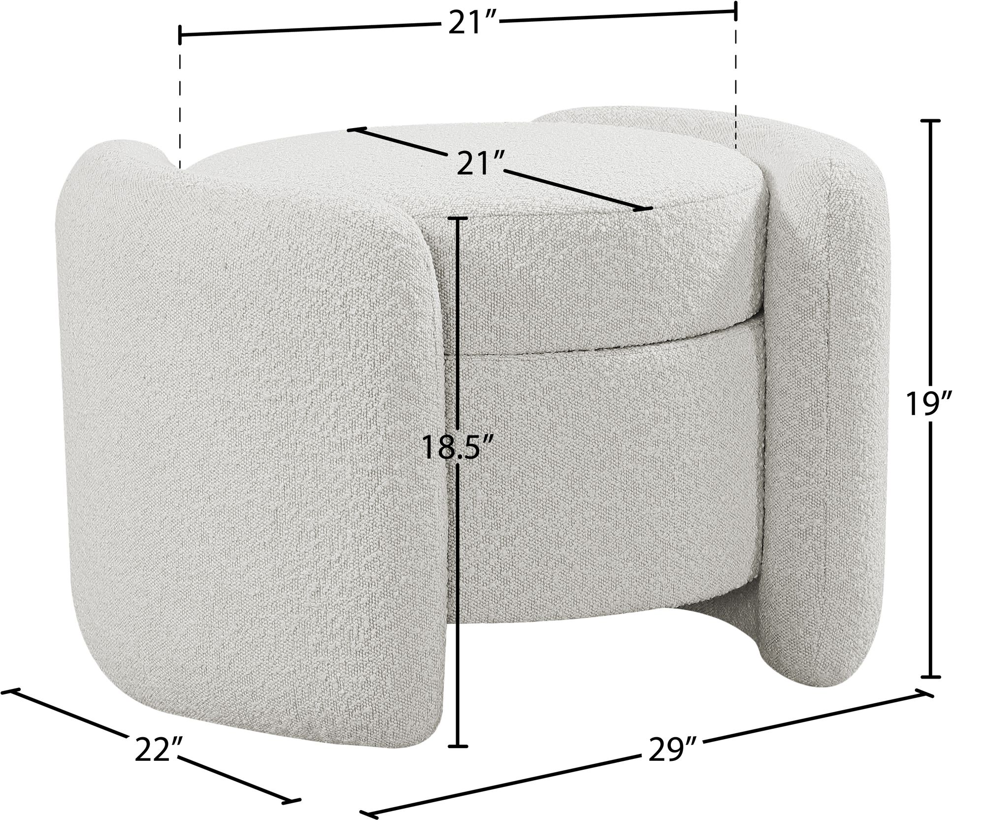 Horizon Boucle Fabric Ottoman