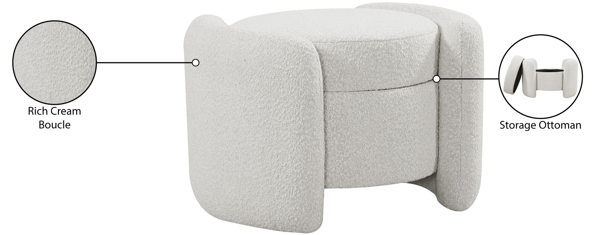 Horizon Boucle Fabric Ottoman