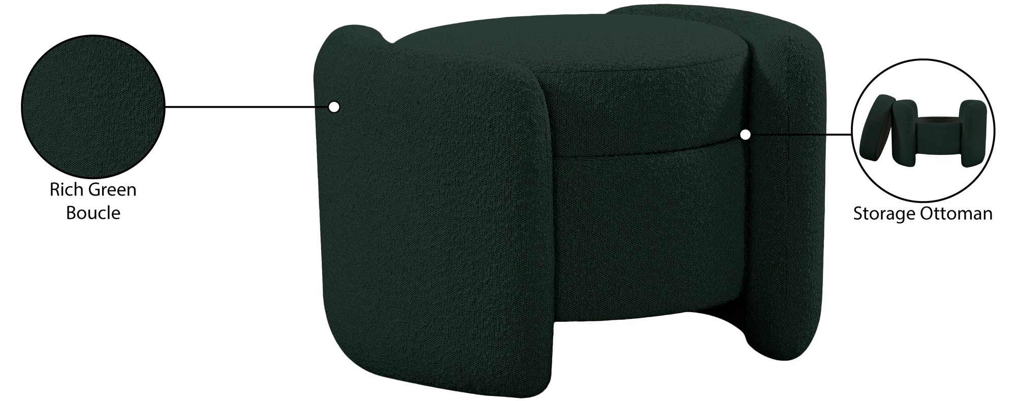 Horizon Boucle Fabric Ottoman