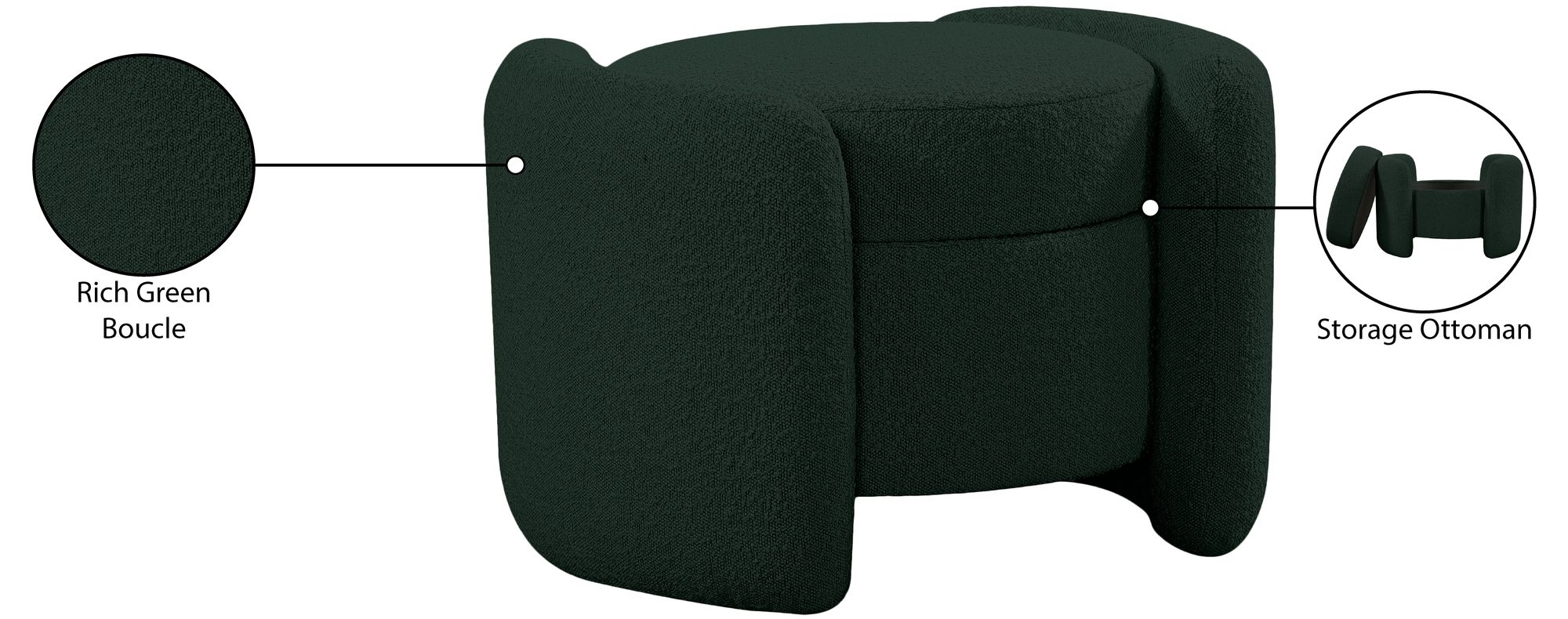 Horizon Boucle Fabric Ottoman