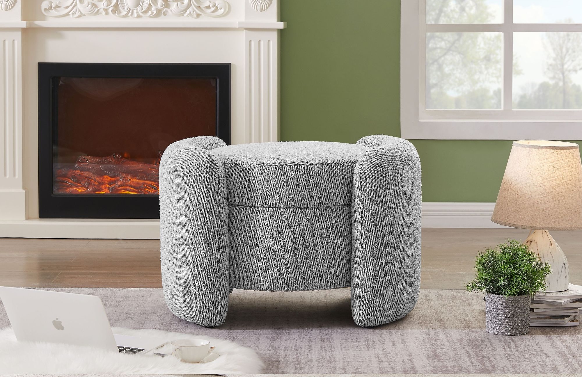 Horizon Boucle Fabric Ottoman