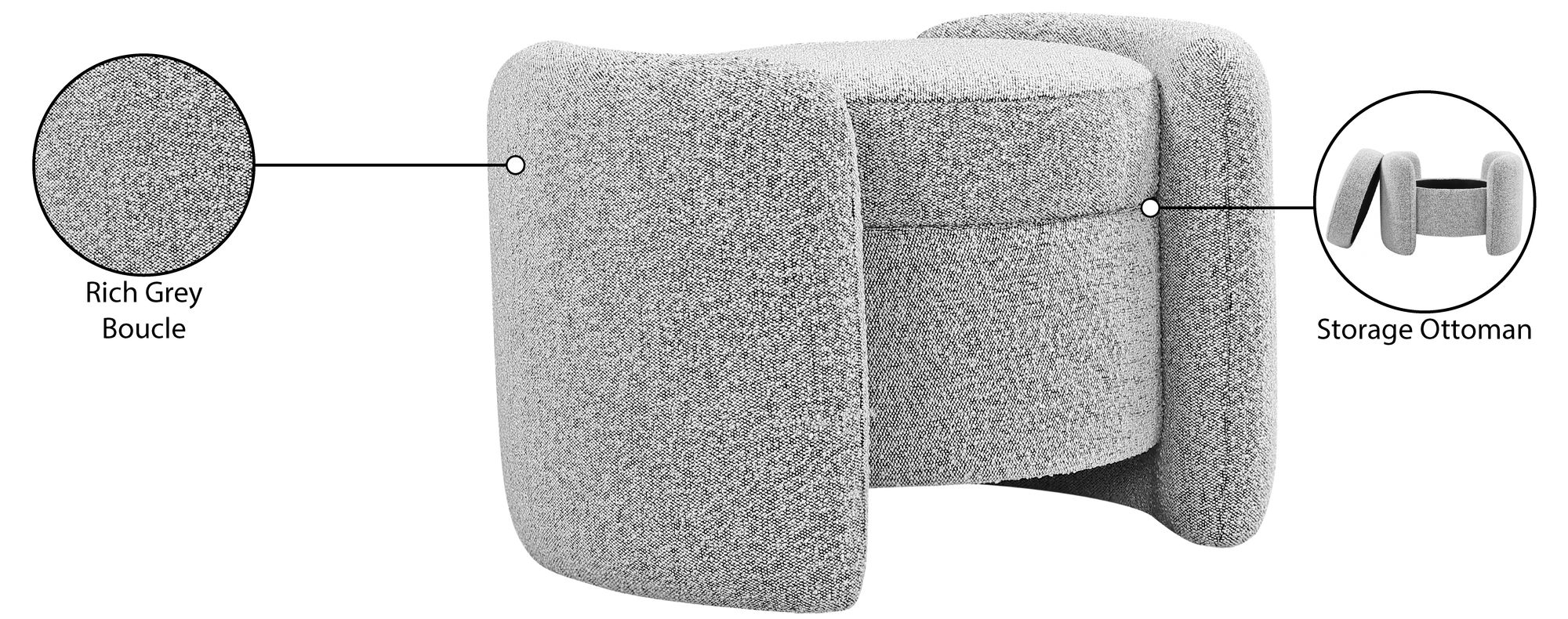 Horizon Boucle Fabric Ottoman