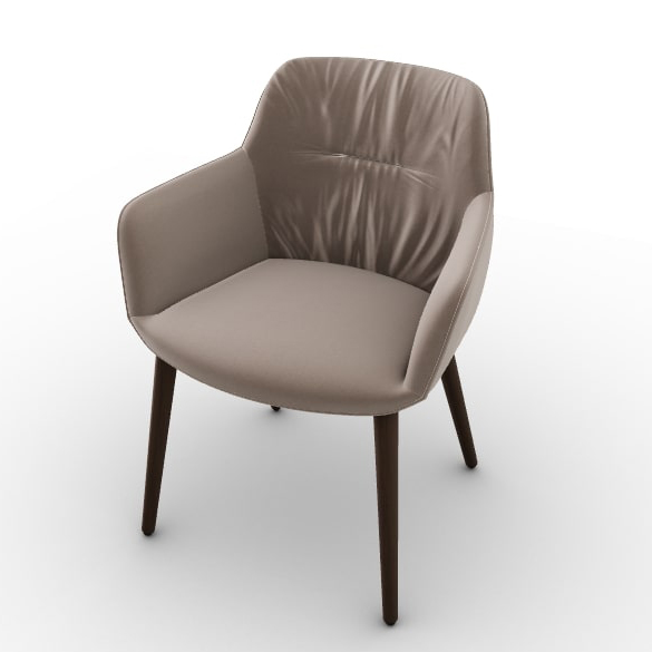 Cocoon Fabric/Wood Customizable Plush Seat Dining Armchair
