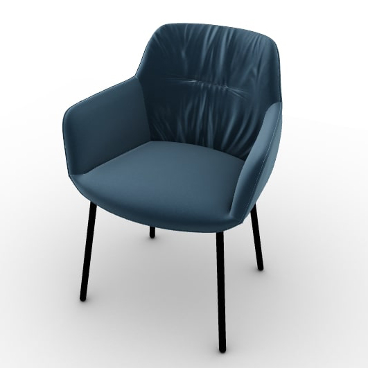 Cocoon Fabric/Metal Customizable Plush Seat Dining Armchair