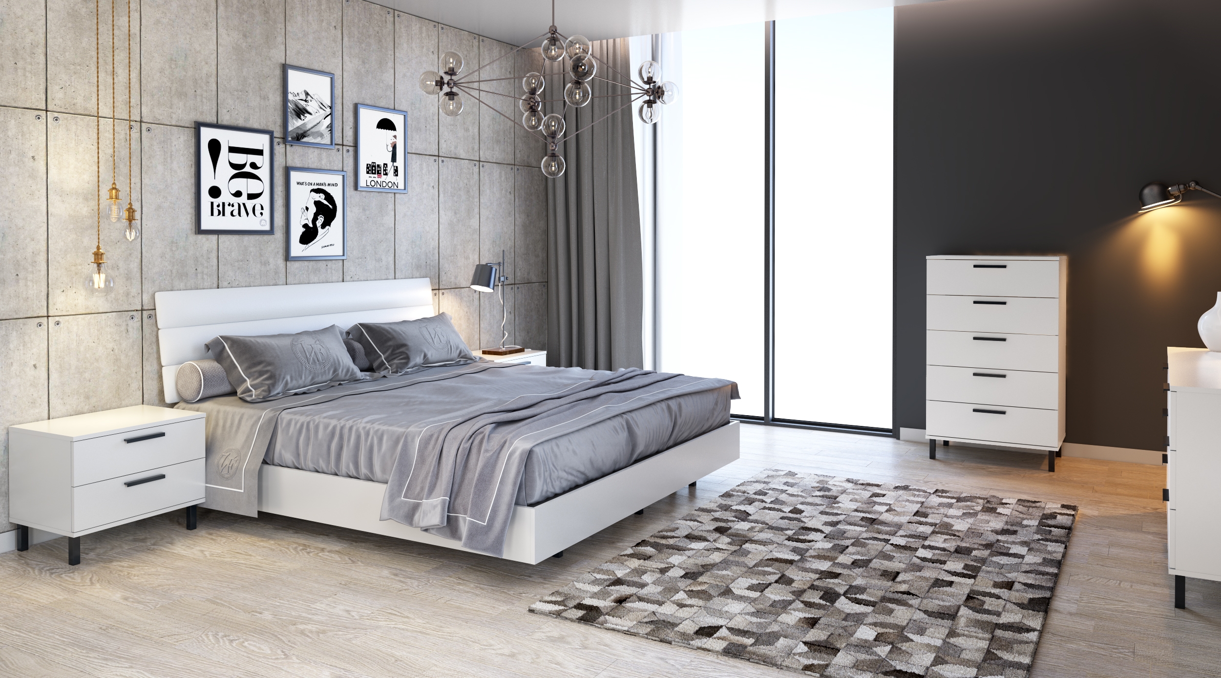 Lyon Faux Leather Tufted Platform Bedroom Set