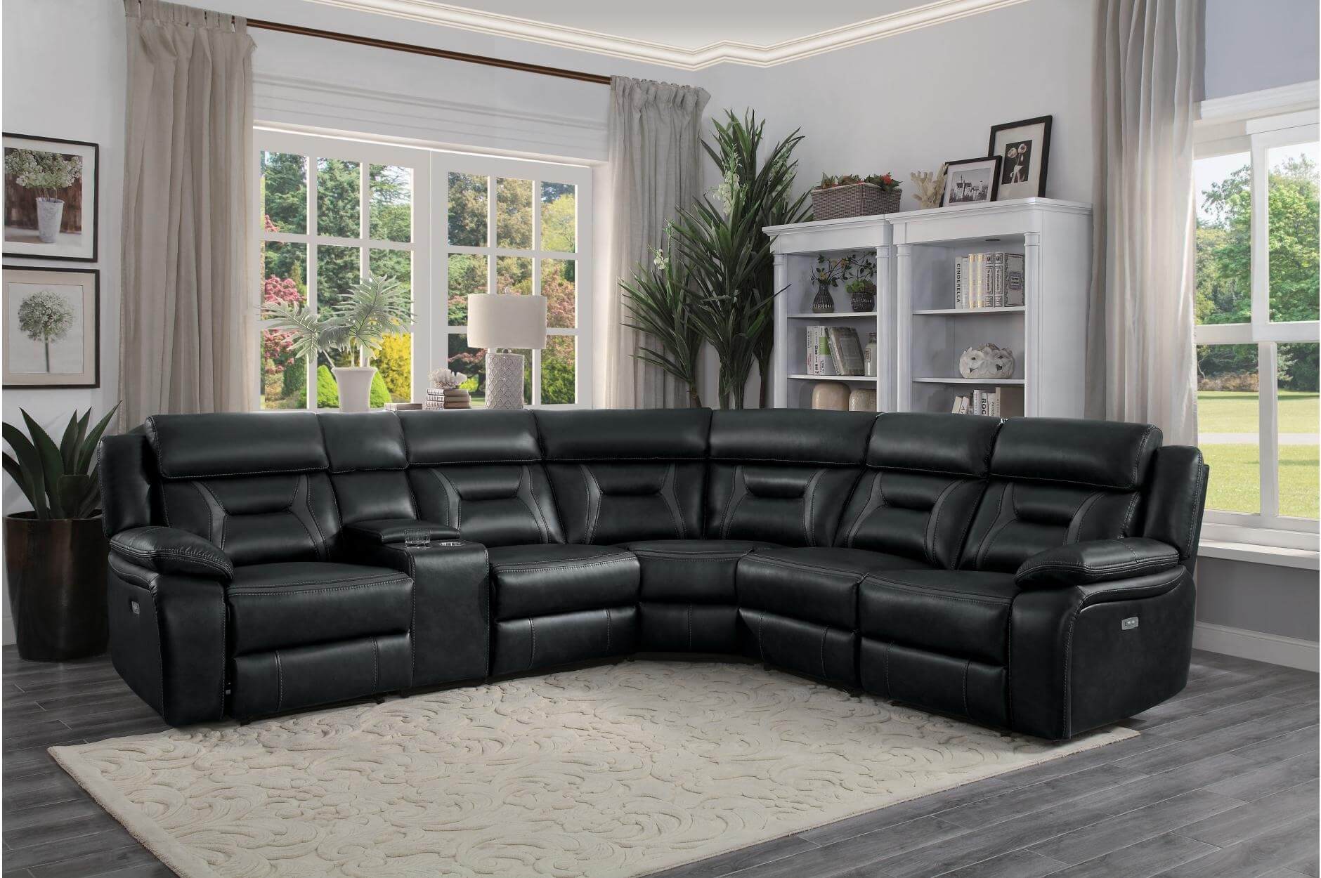 Amite Leather Gel Match Power Reclining Sectional by Homelegance