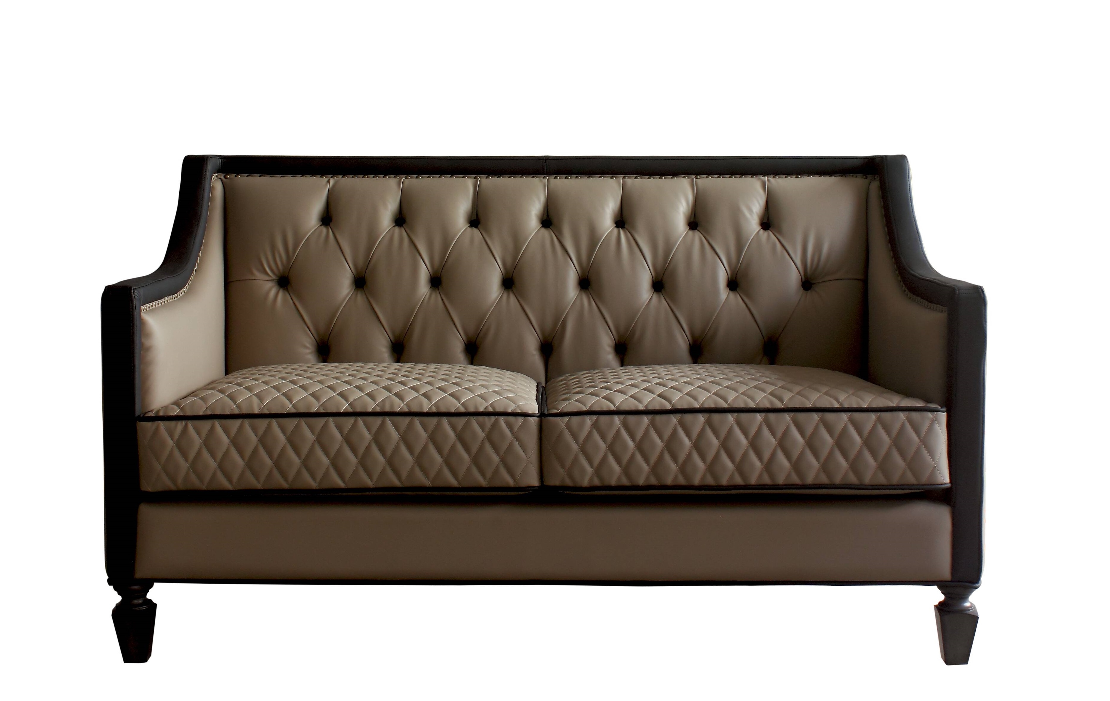 House Beatrice Leather-Aire Tufted Loveseat