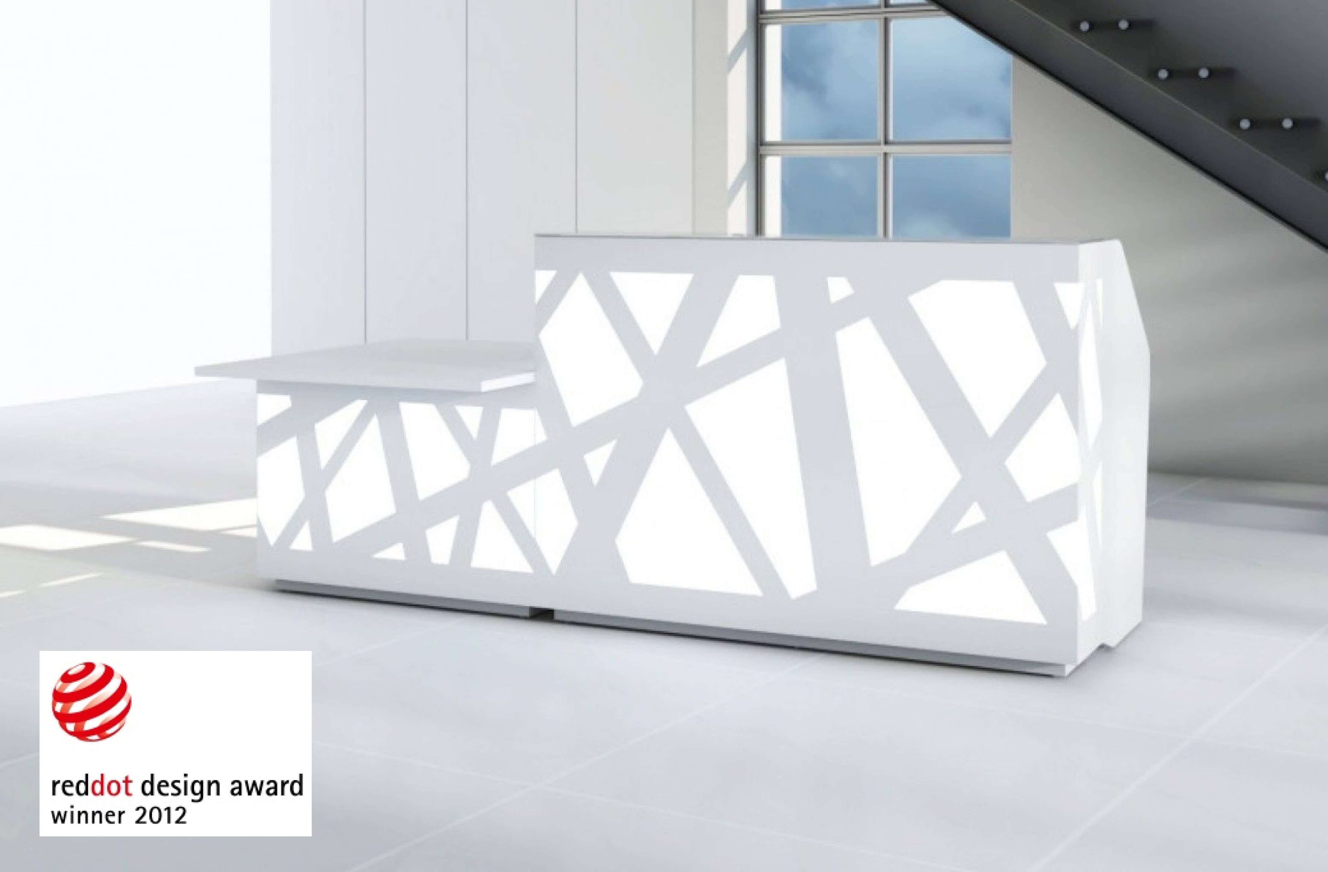 ZIG-ZAG W102" Straight Medium Reception Desk w/Counter Top w/RGB Light, ADA Compliance