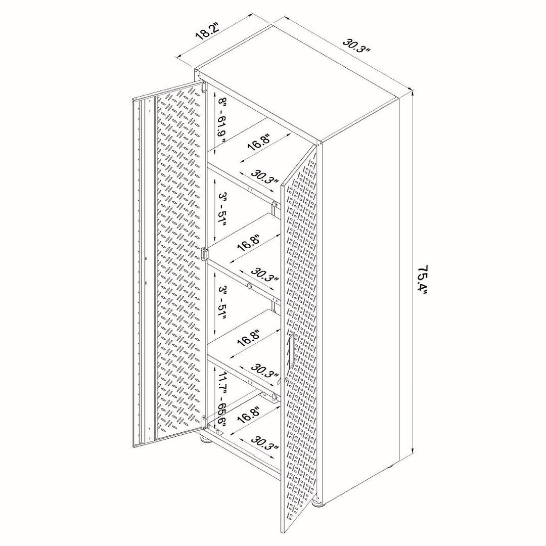 Fortress Textured Metal 75.4-inch Garage Cabinet w/4 Adjustable Shelves