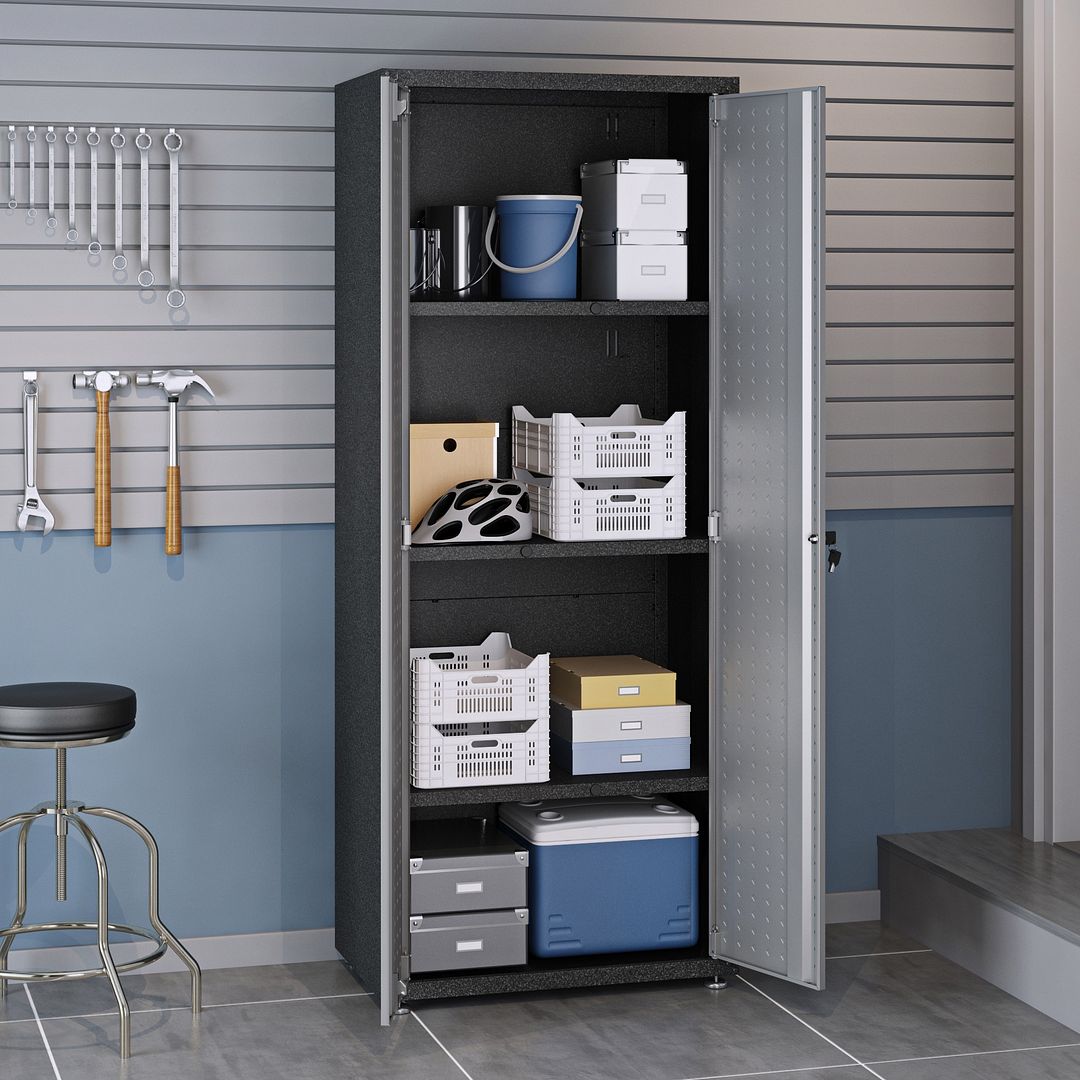 Fortress Customizable Textured Metal Garage Saving Space Metal Storage Set