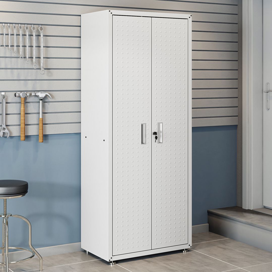 Fortress Textured Metal 75.4-inch Garage Cabinet w/4 Adjustable Shelves