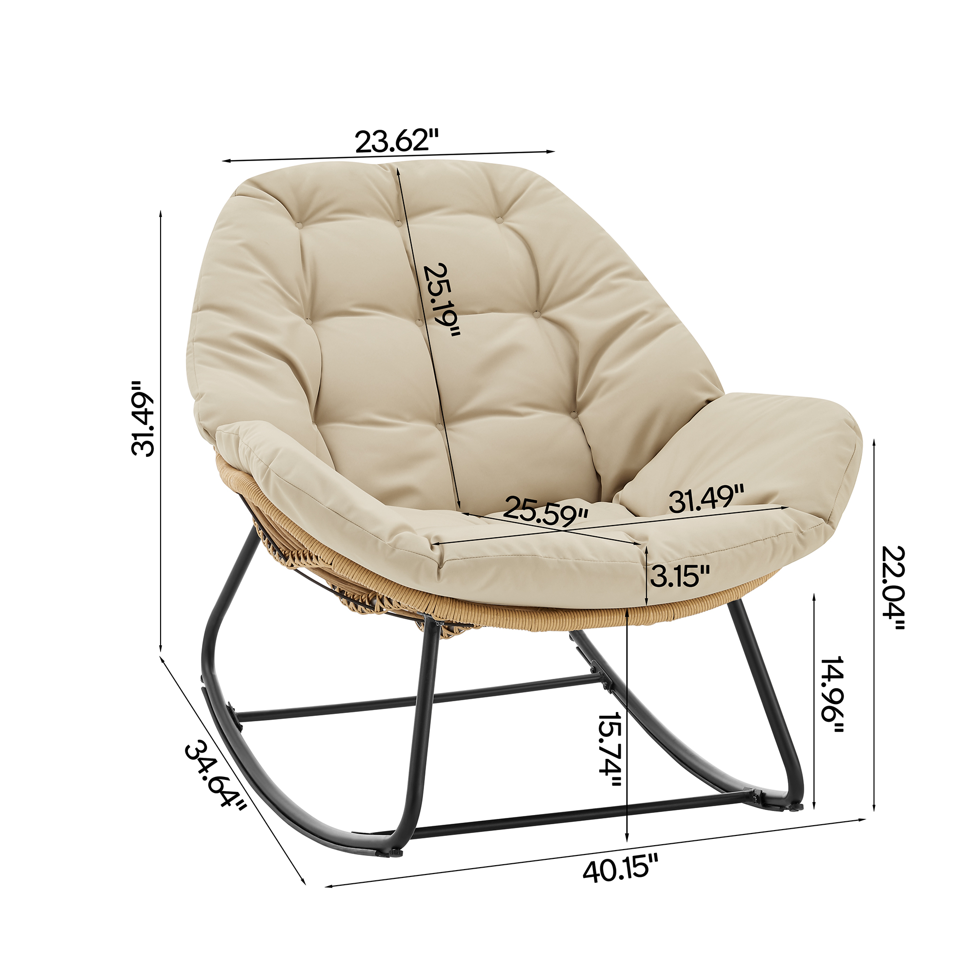 Benson 6-Piece Patio Rocking Chair Set w/Ottomans & Tables