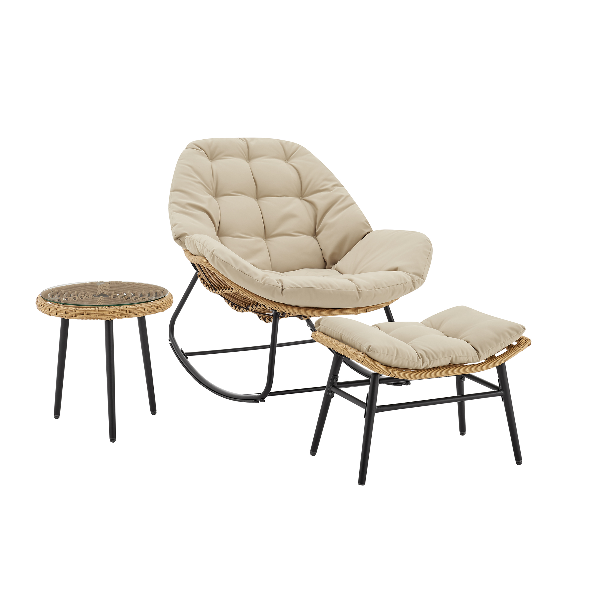 Benson 6-Piece Patio Rocking Chair Set w/Ottomans & Tables