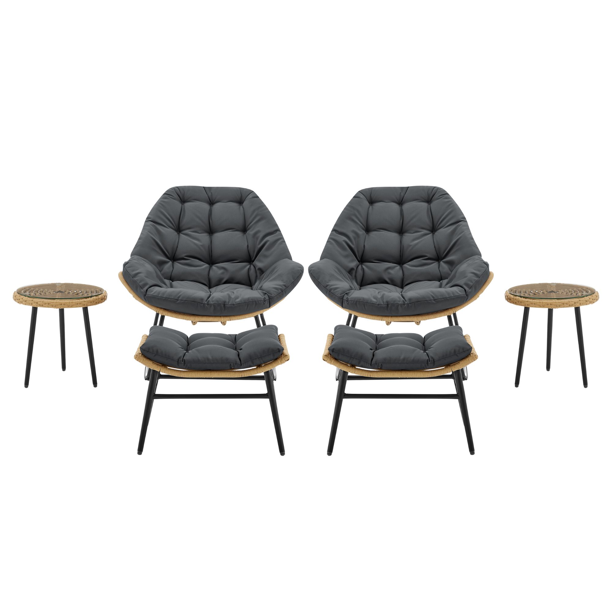 Benson 6-Piece Patio Rocking Chair Set w/Ottomans & Tables