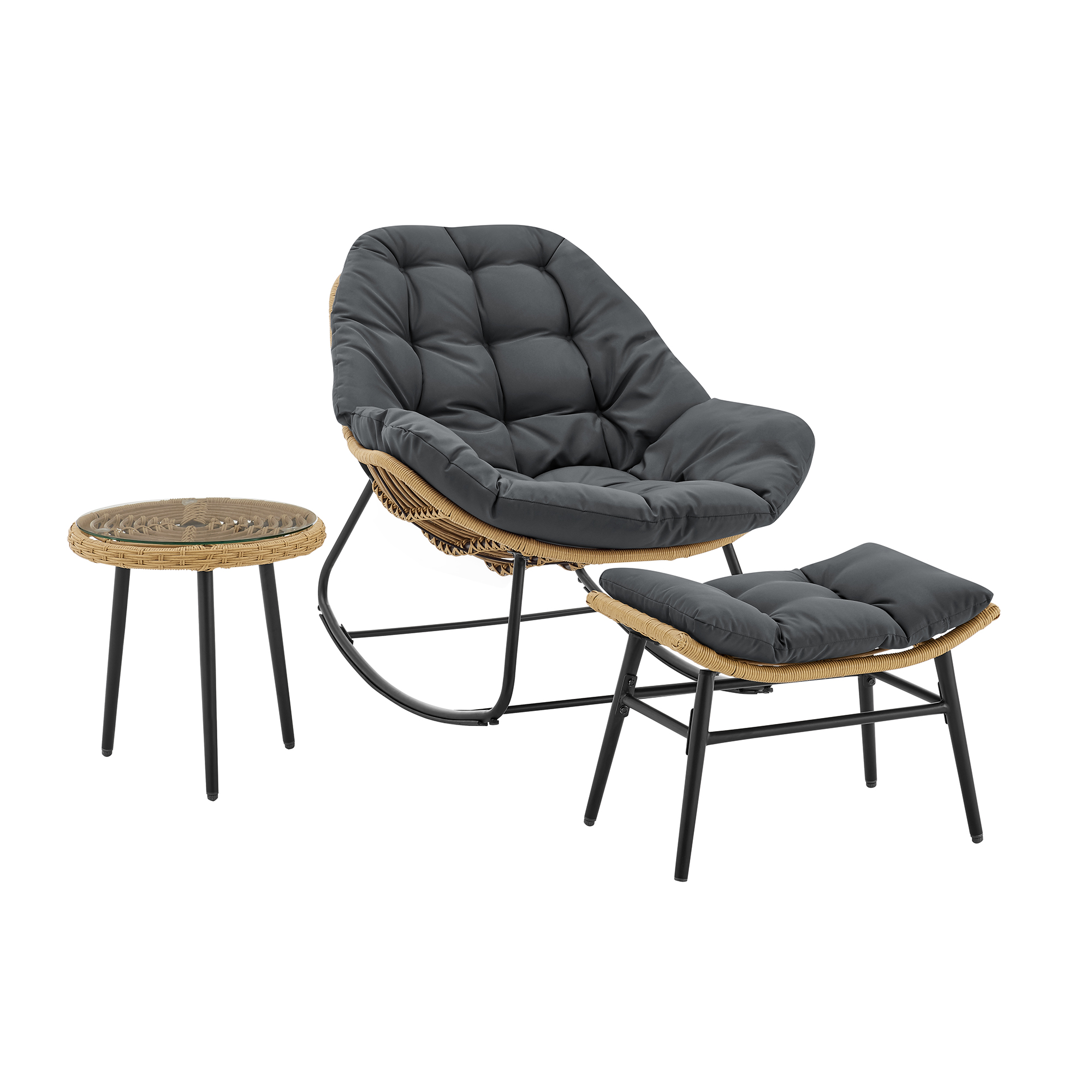 Benson 6-Piece Patio Rocking Chair Set w/Ottomans & Tables
