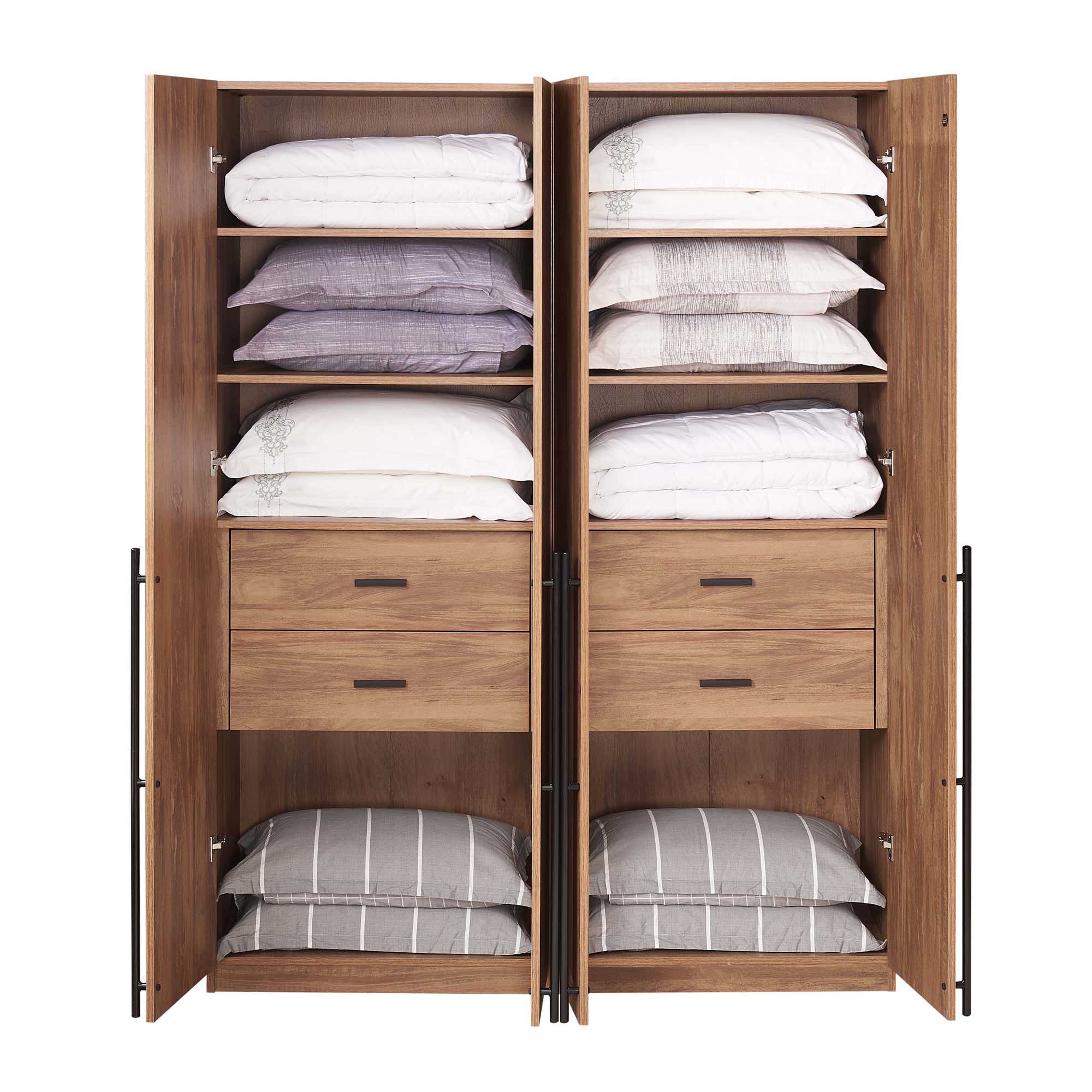 Lee Freestanding 2-Piece Wardrobe Closet 1.0 w/4 Shelves & 2 Drawers 
