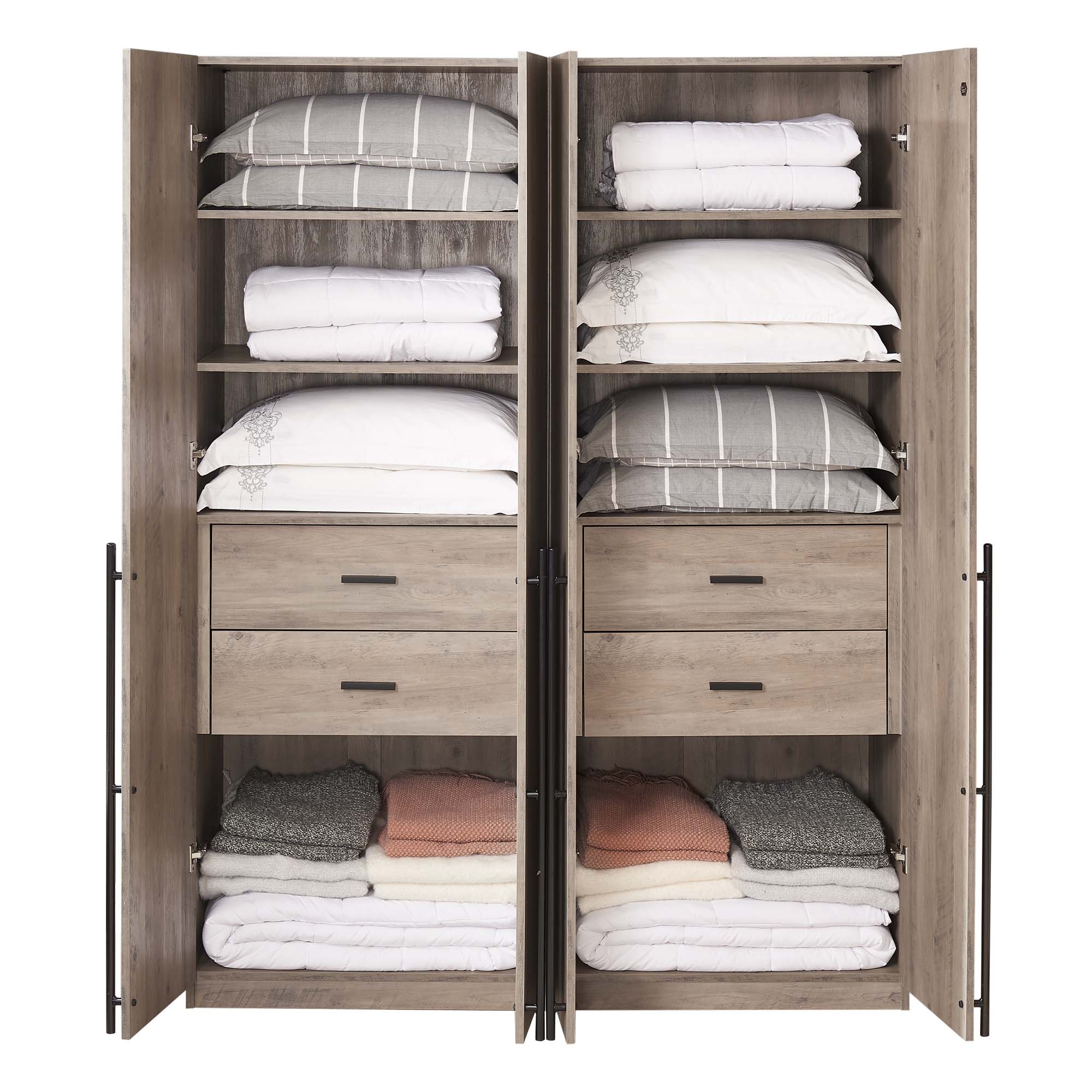 Lee Freestanding 2-Piece Wardrobe Closet 1.0 w/4 Shelves & 2 Drawers 