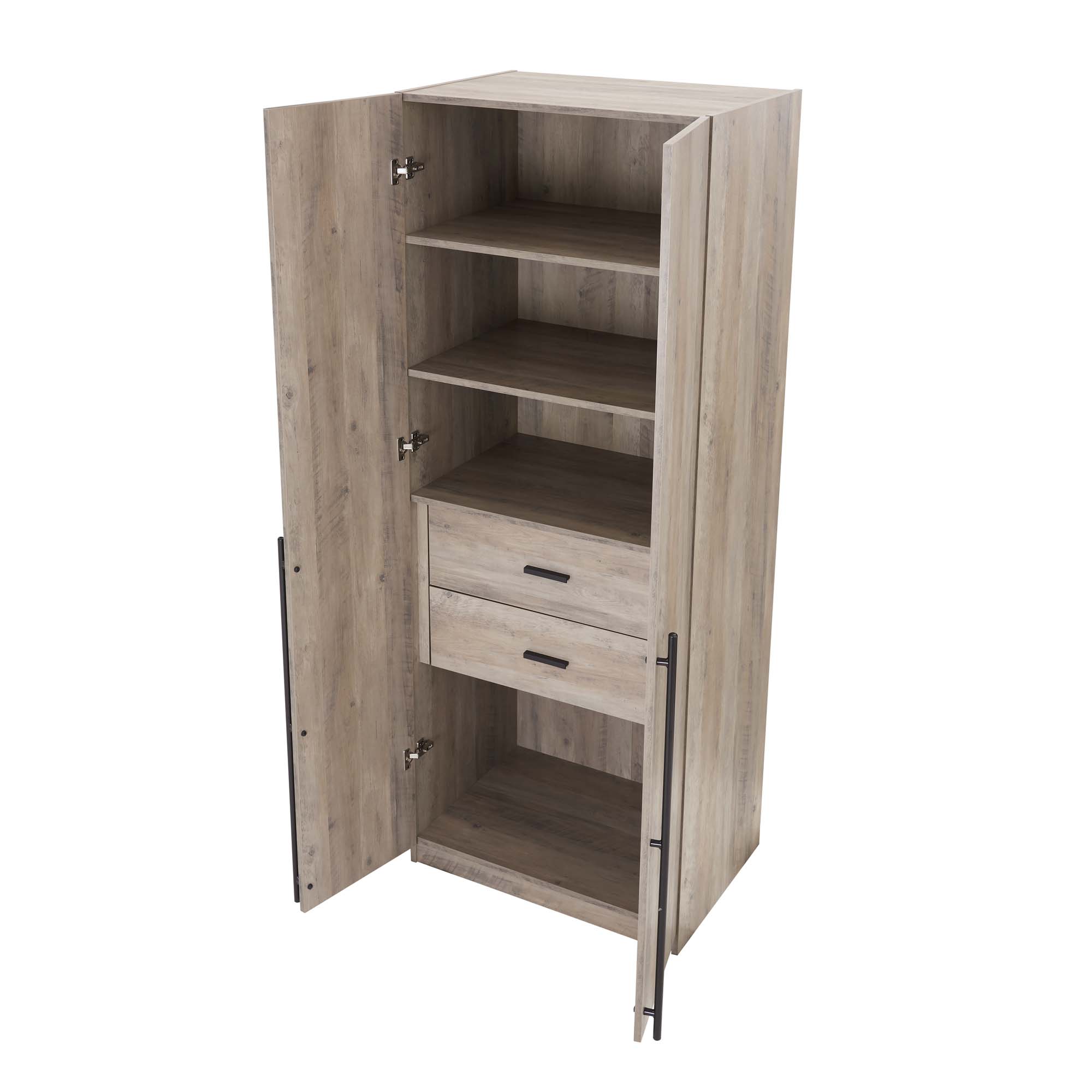 Lee Freestanding 2-Piece Wardrobe Closet 1.0 w/4 Shelves & 2 Drawers 
