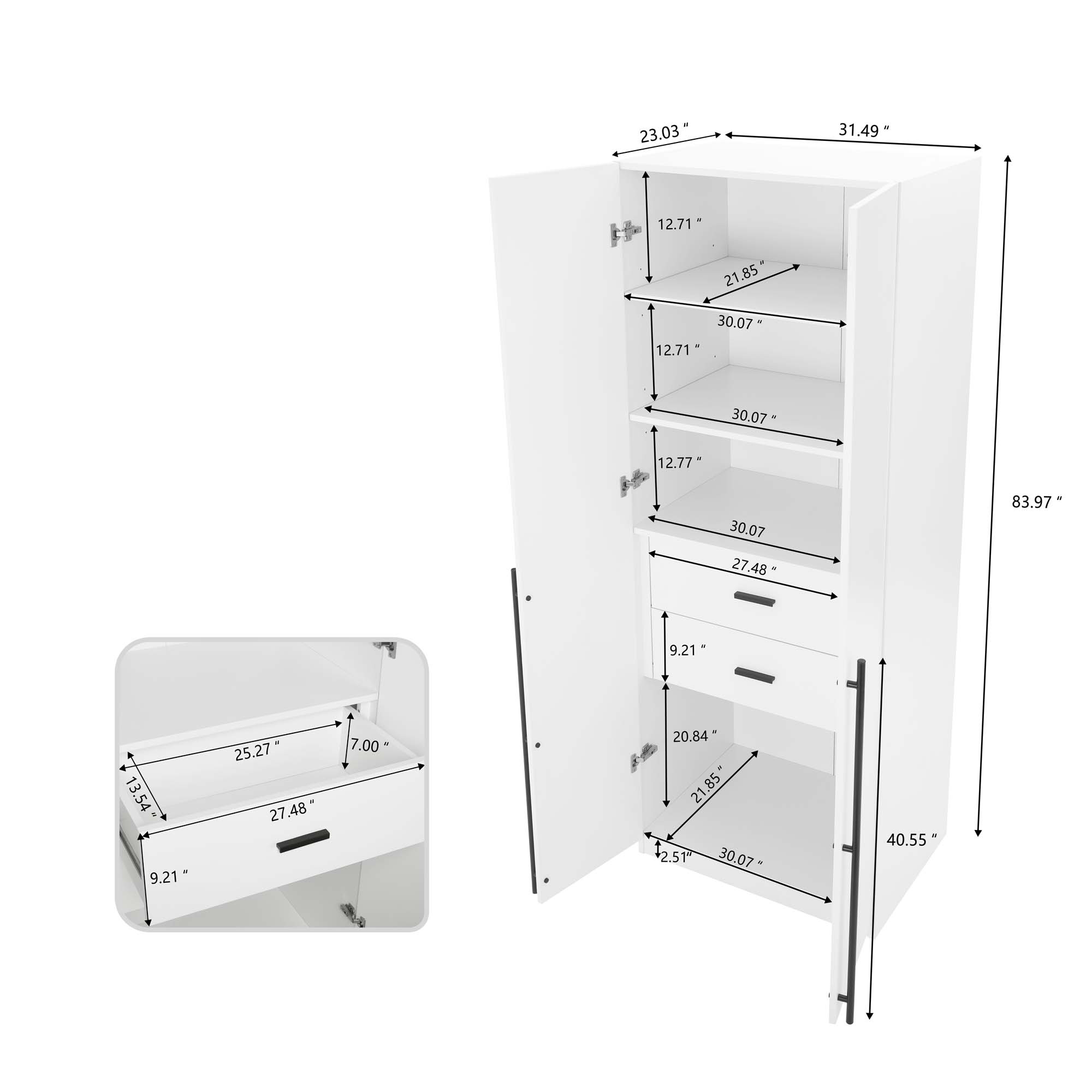 Lee Freestanding 2-Piece Wardrobe Closet 1.0 w/4 Shelves & 2 Drawers 