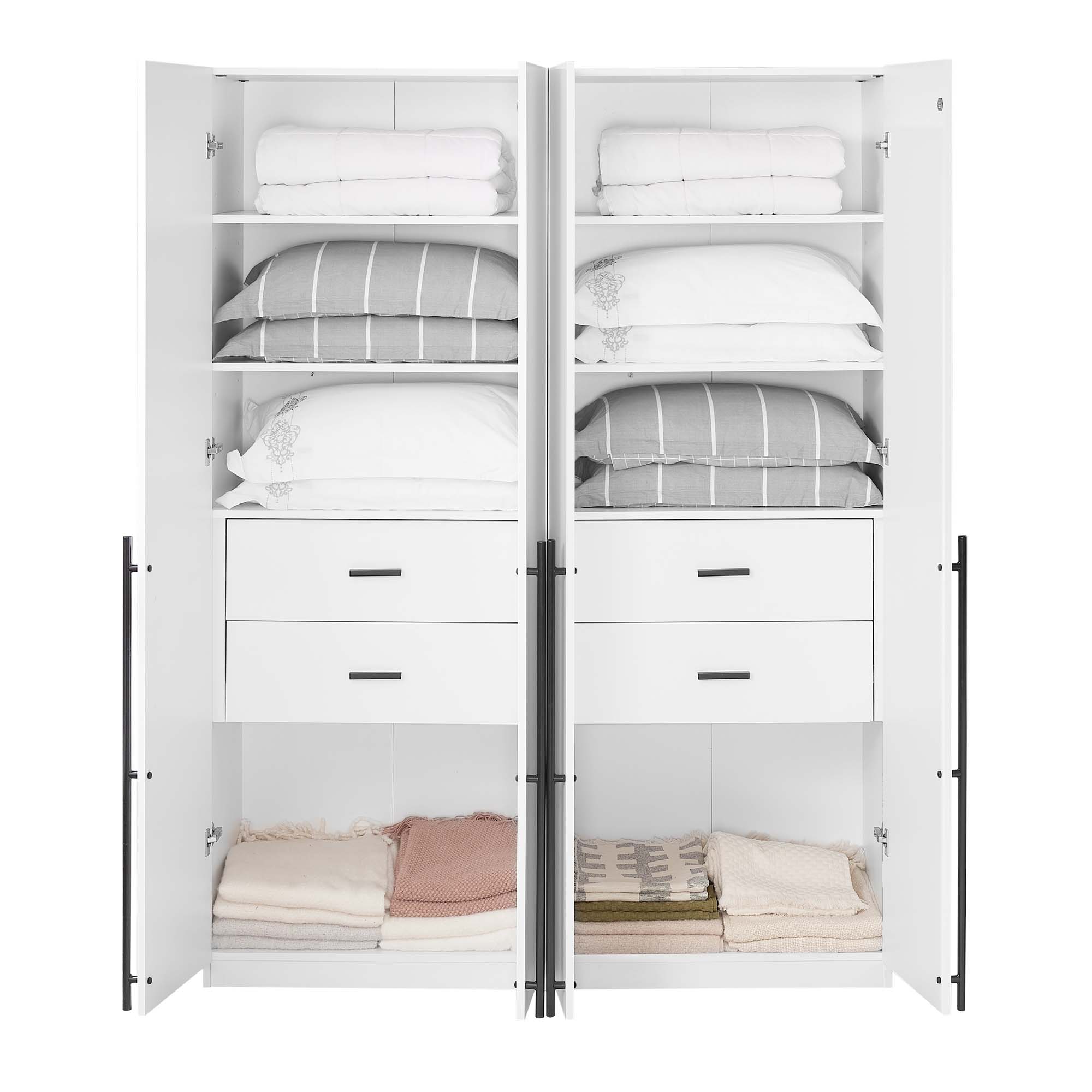 Lee Freestanding 2-Piece Wardrobe Closet 1.0 w/4 Shelves & 2 Drawers 