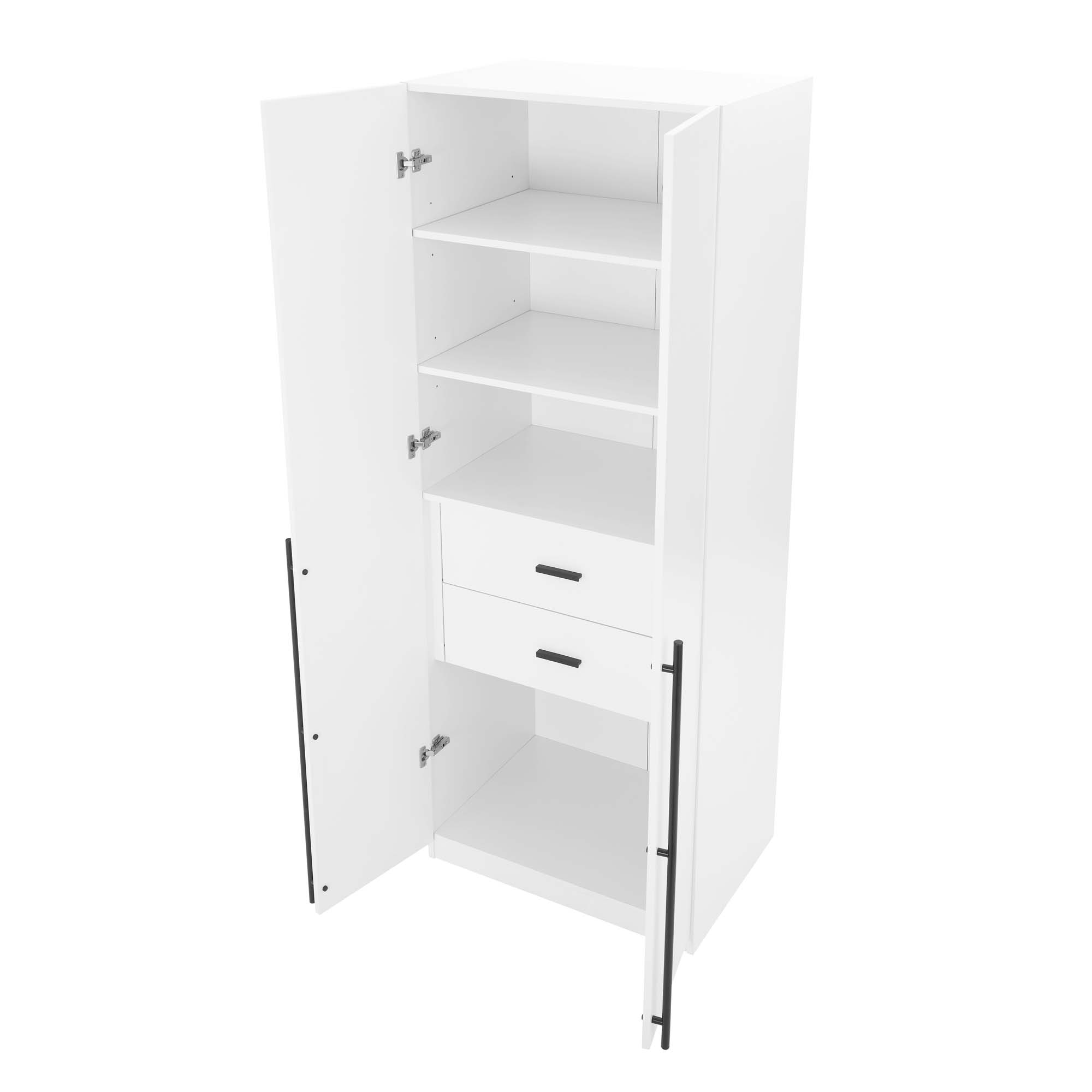 Lee Freestanding 2-Piece Wardrobe Closet w/1 Hanging Rod, 4 Drawers & 5 Shelves 