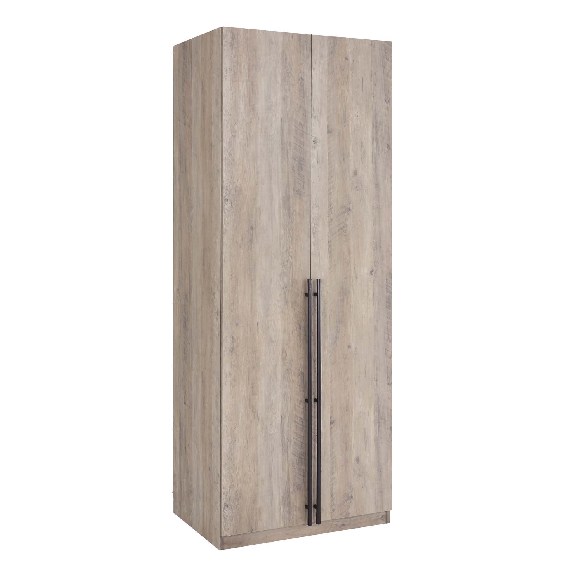 Lee Freestanding 2-Piece Wardrobe Closet w/1 Hanging Rod, 2 Drawers, 3 Shoe Shelves & 5 Shelves 