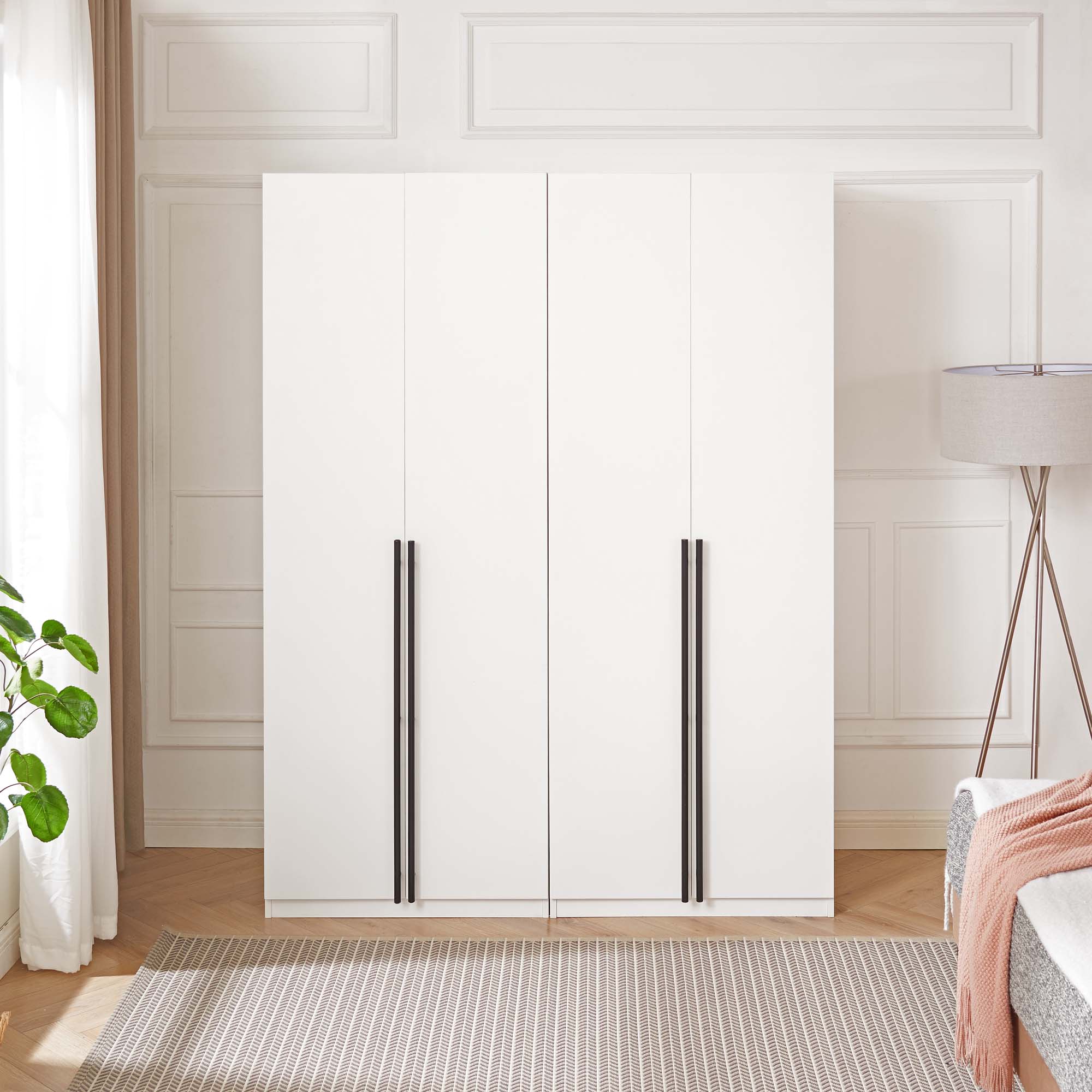 Lee Freestanding 2-Piece Wardrobe Closet 2.0 w/1 Hanging Rod, 1 Shelf & 2 Drawers 