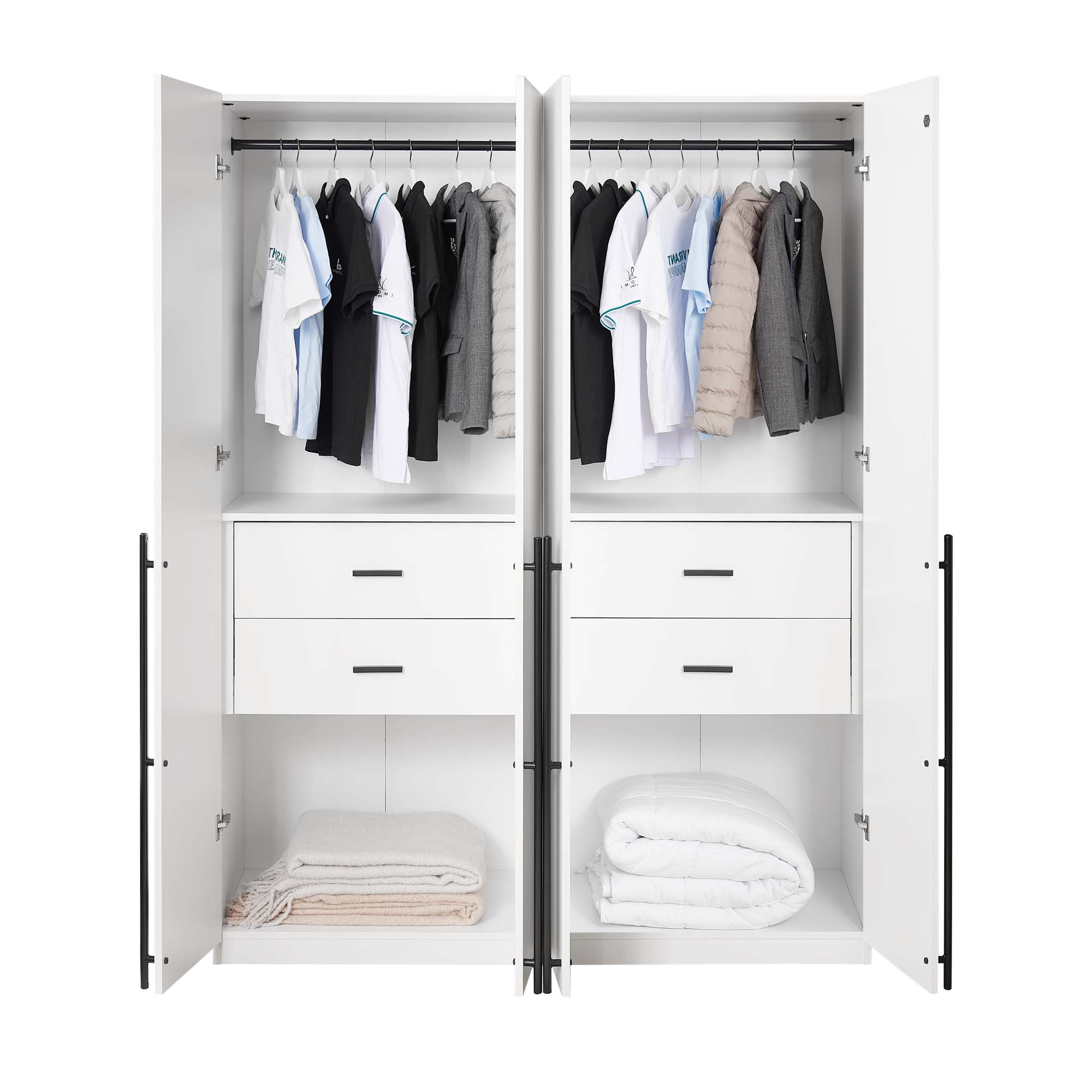 Lee Freestanding 2-Piece Wardrobe Closet 2.0 w/1 Hanging Rod, 1 Shelf & 2 Drawers 