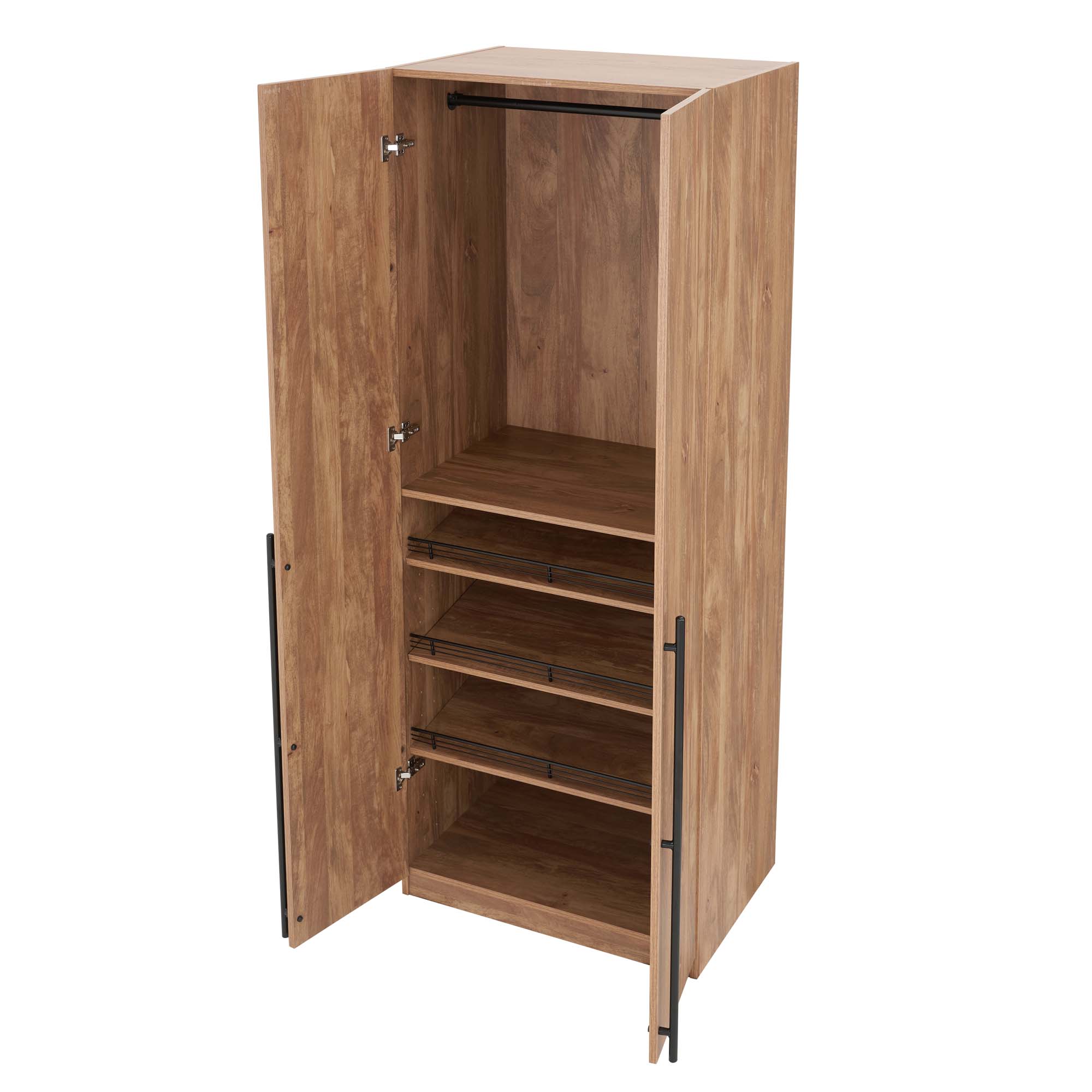 Lee Freestanding 2-Piece Wardrobe w/2 Hanging Rods, 2 Drawers, 3 Shoe Shelves & 2 Shelves 