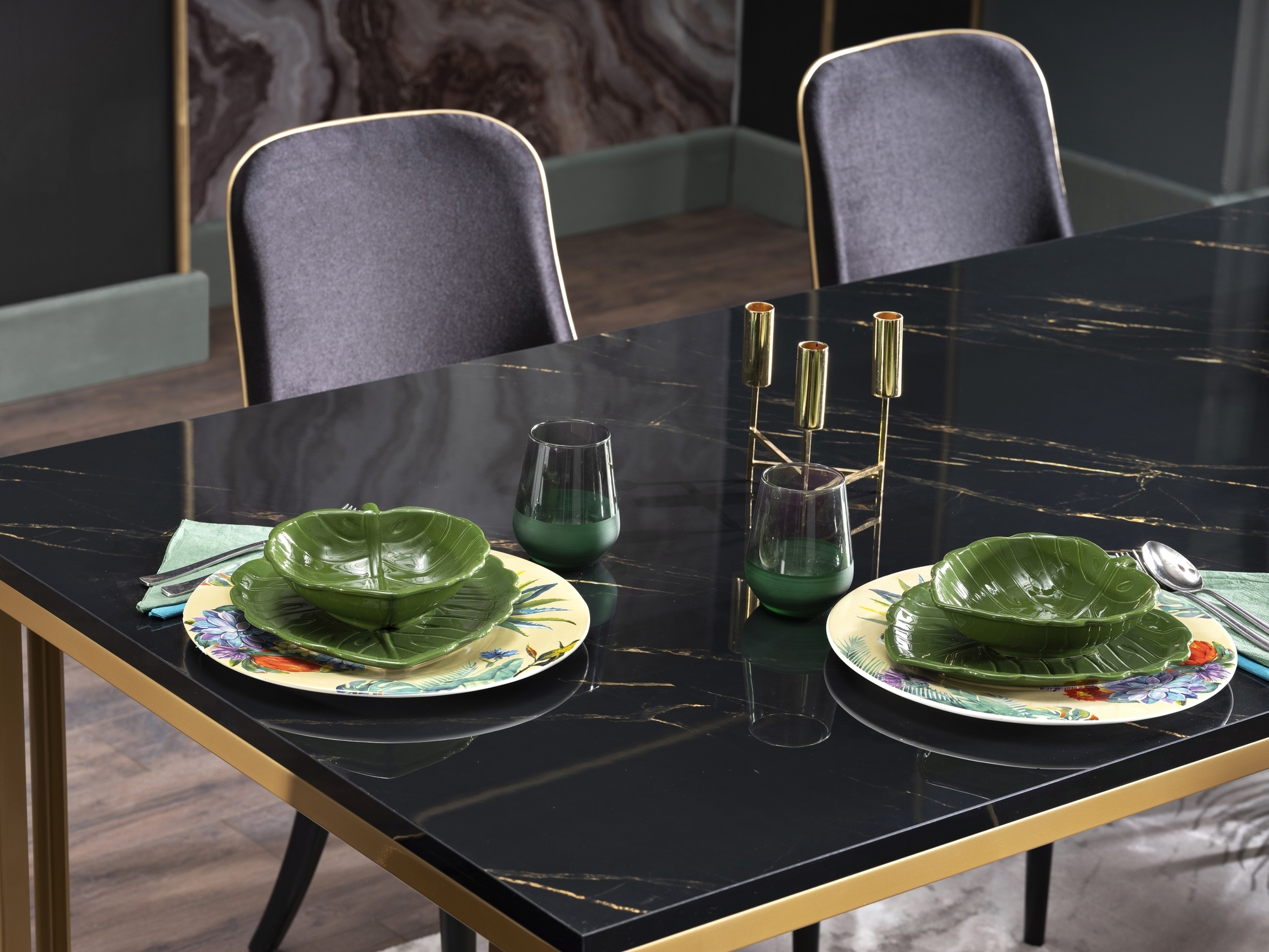 Carlino Marble/Metal Dining Set