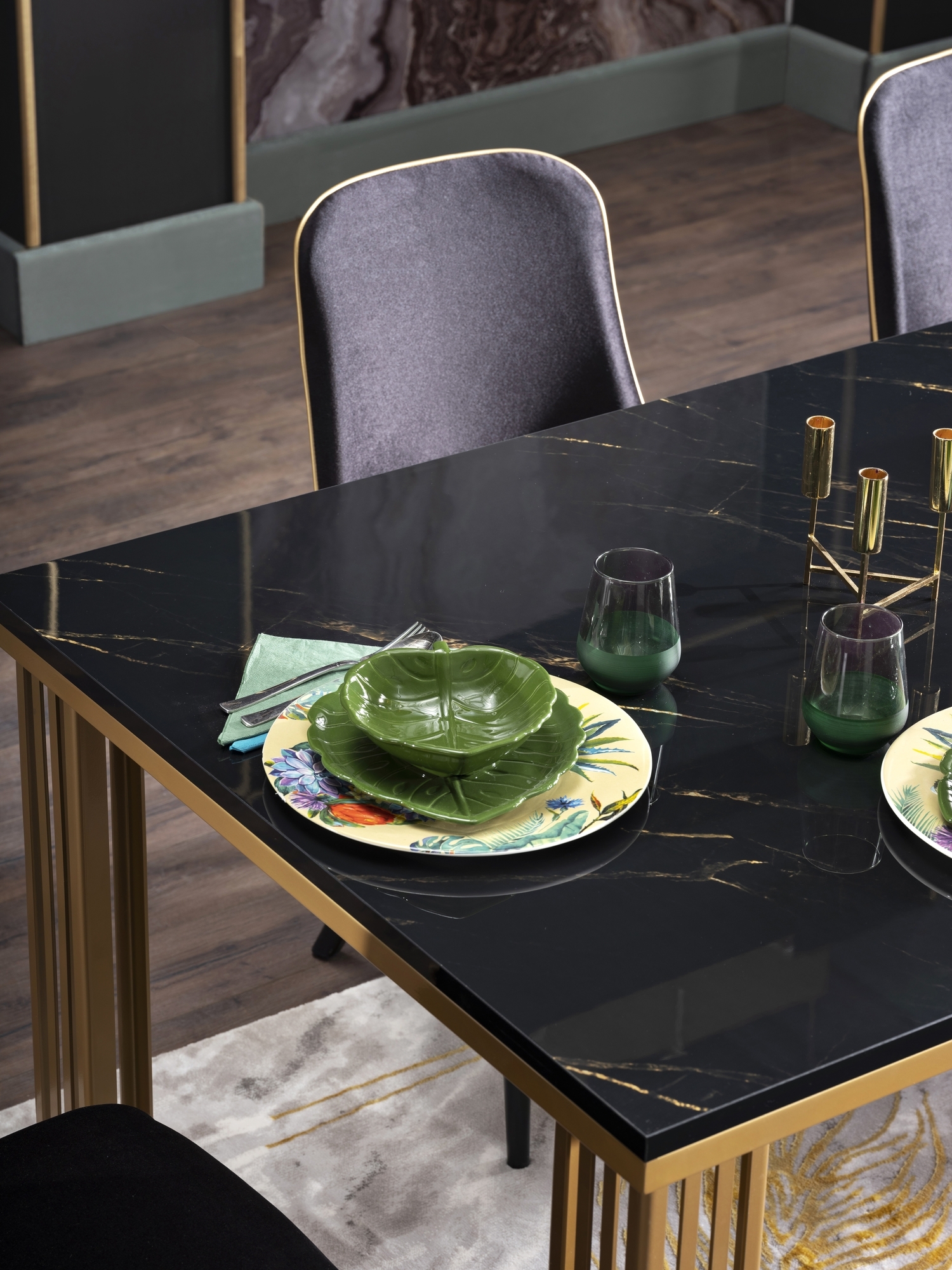 Carlino Glass/Metal Dining Table