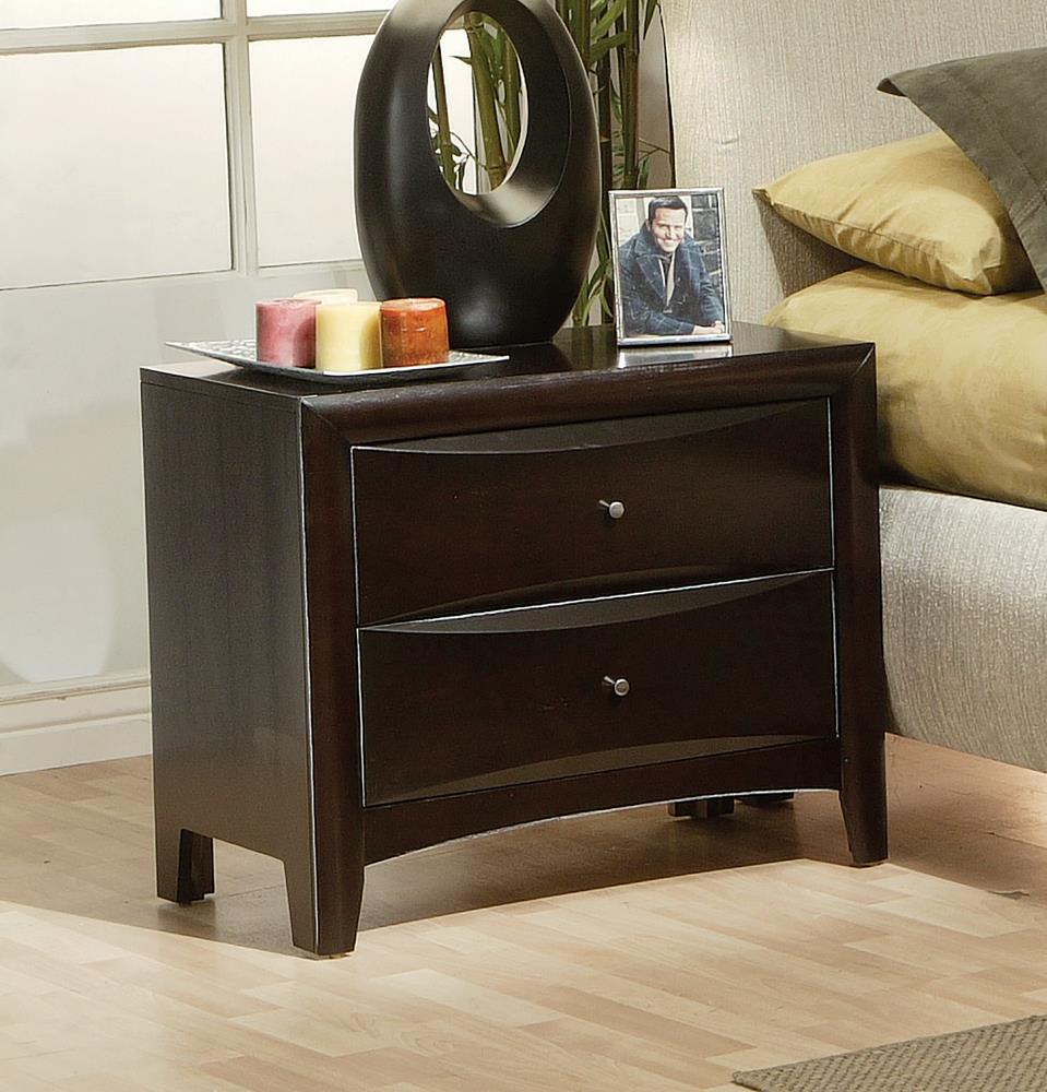 Phoenix Wood Nightstand w/2 Drawers
