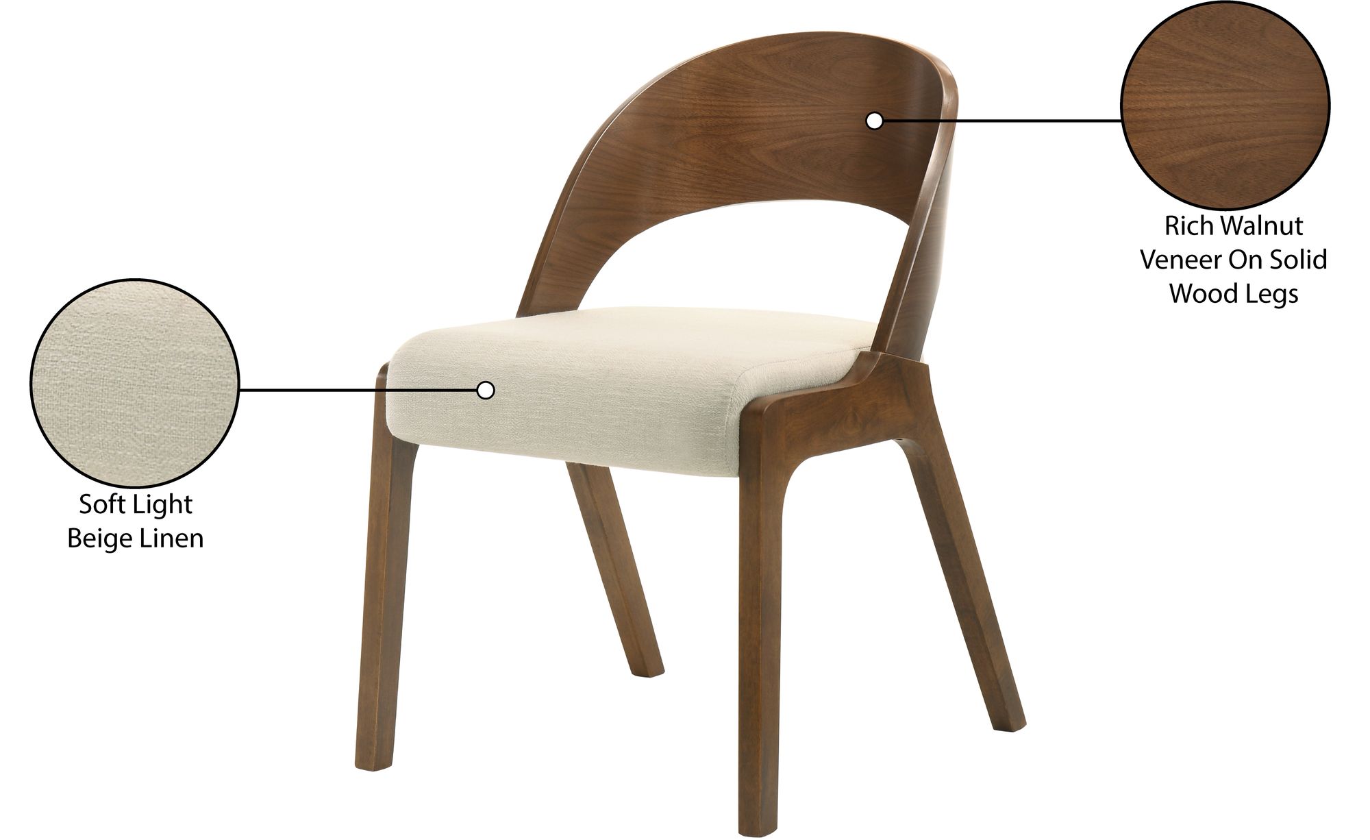 Woodson Linen Dining Chair with Walnut Veneer Base