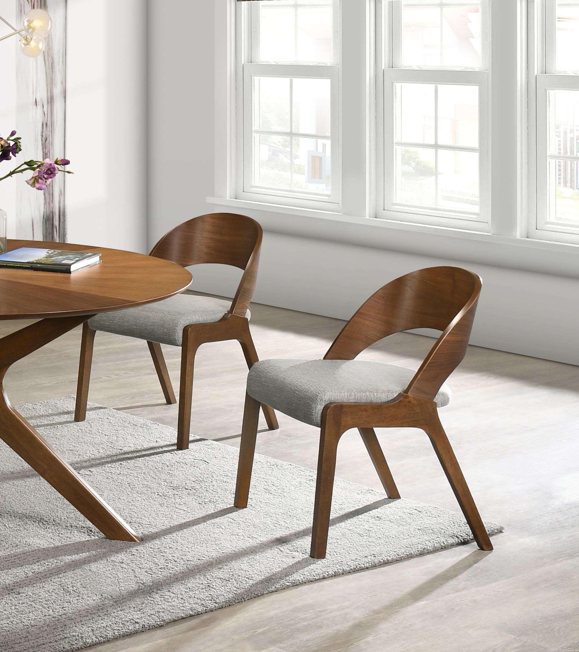 Woodson Linen Dining Chair with Walnut Veneer Base