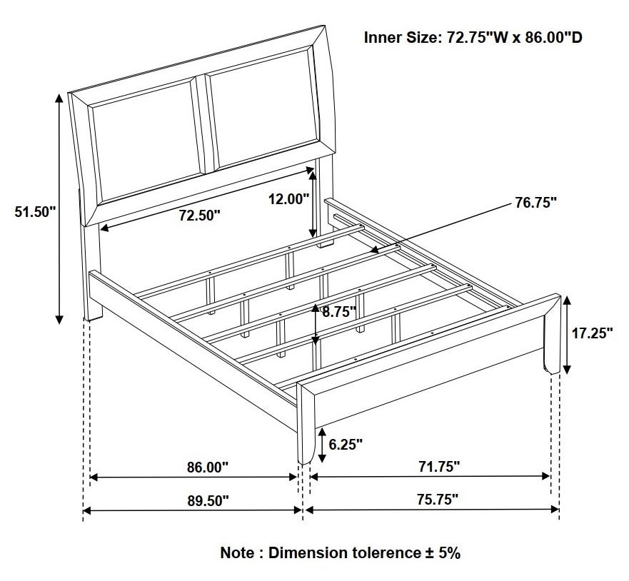Briana Leatherette/Wood Panel Bed, California King Size