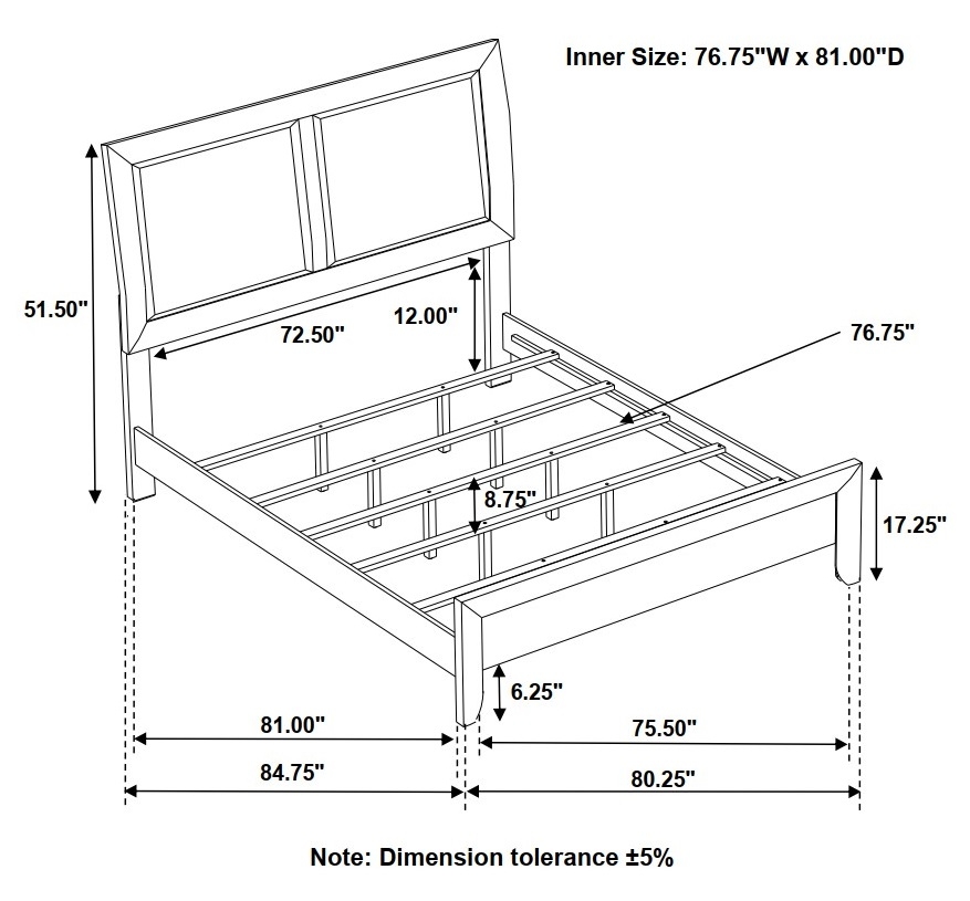 Briana Leatherette/Wood Panel Bed, Eastern King Size