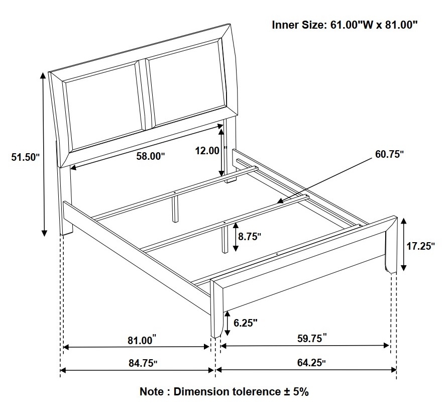 Briana Leatherette/Wood Panel Bed, Queen Size