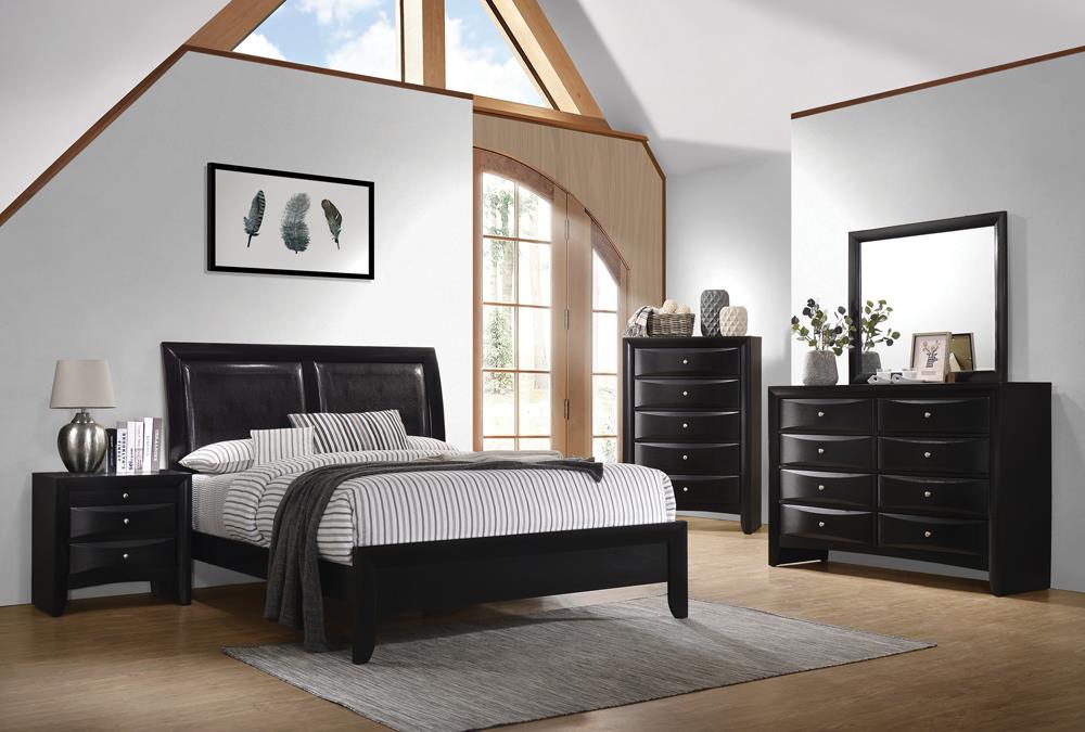 Briana Leatherette/Wood Panel Bed