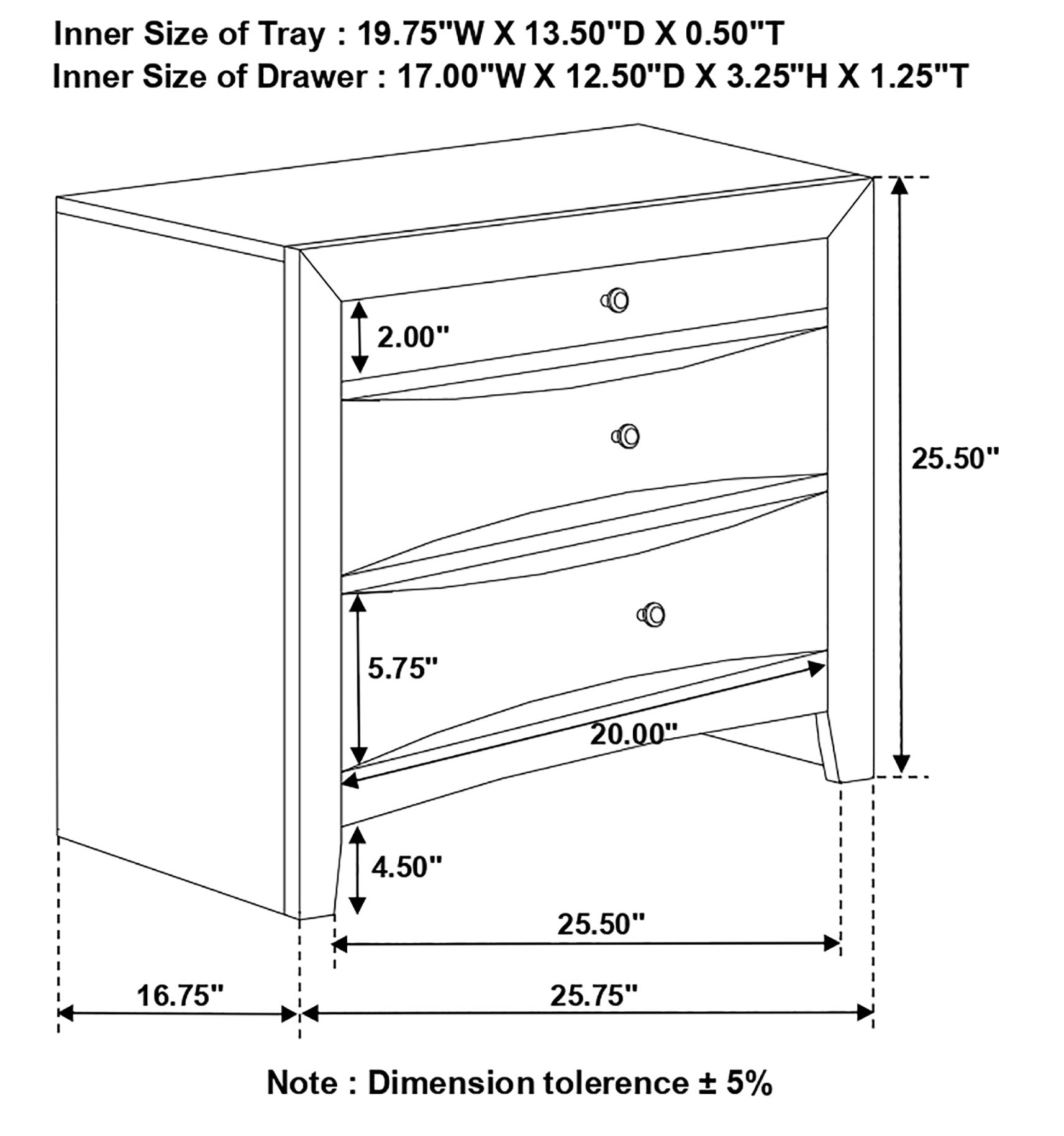 Briana Wood Nightstand w/2 Drawers