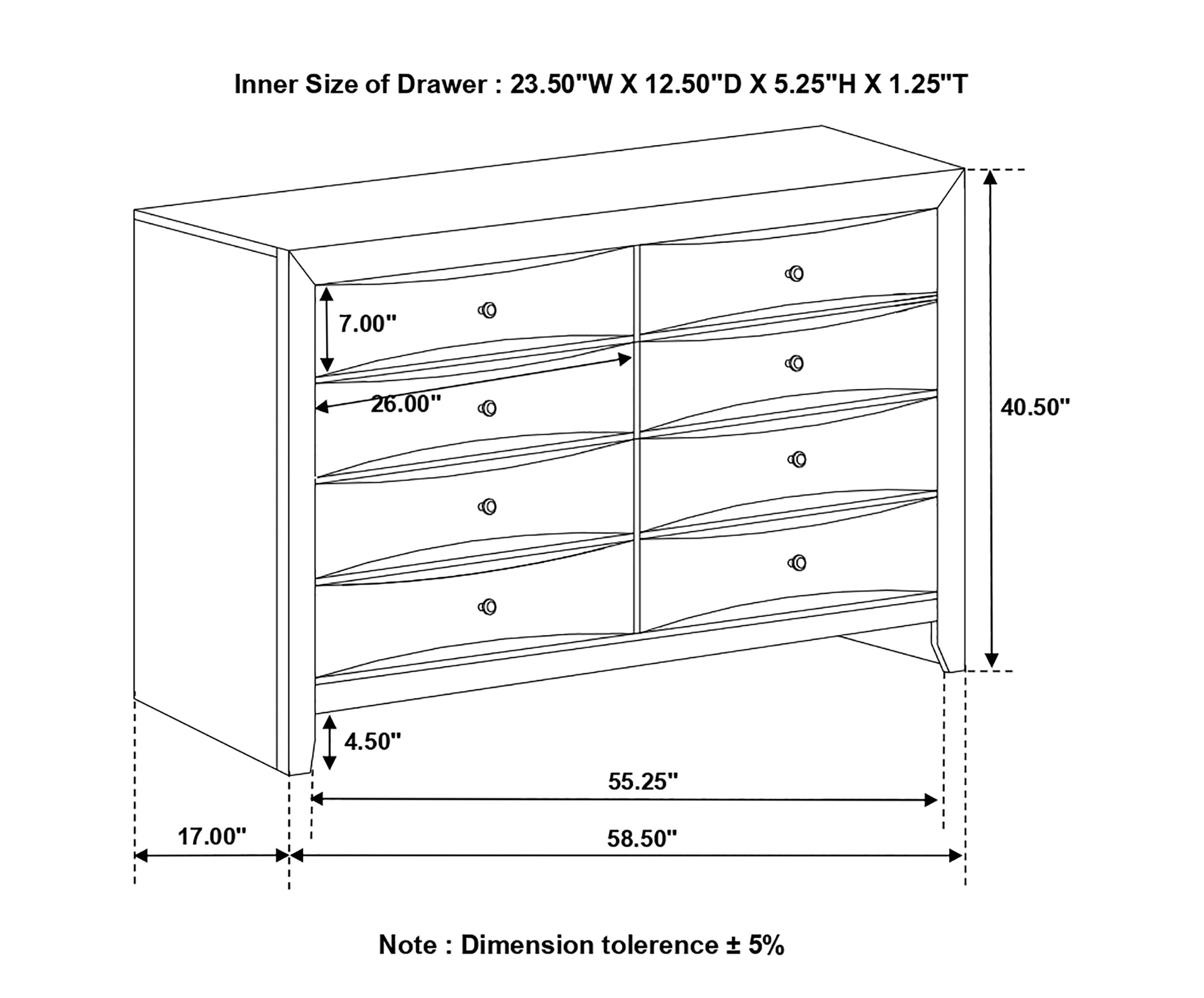 Briana Wood Dresser w/8 Drawers