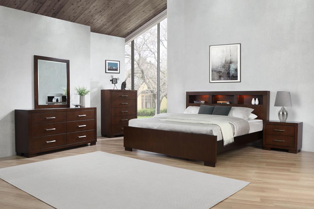 Jessica Wood Bed w/Storage Headboard, Eastern King Size