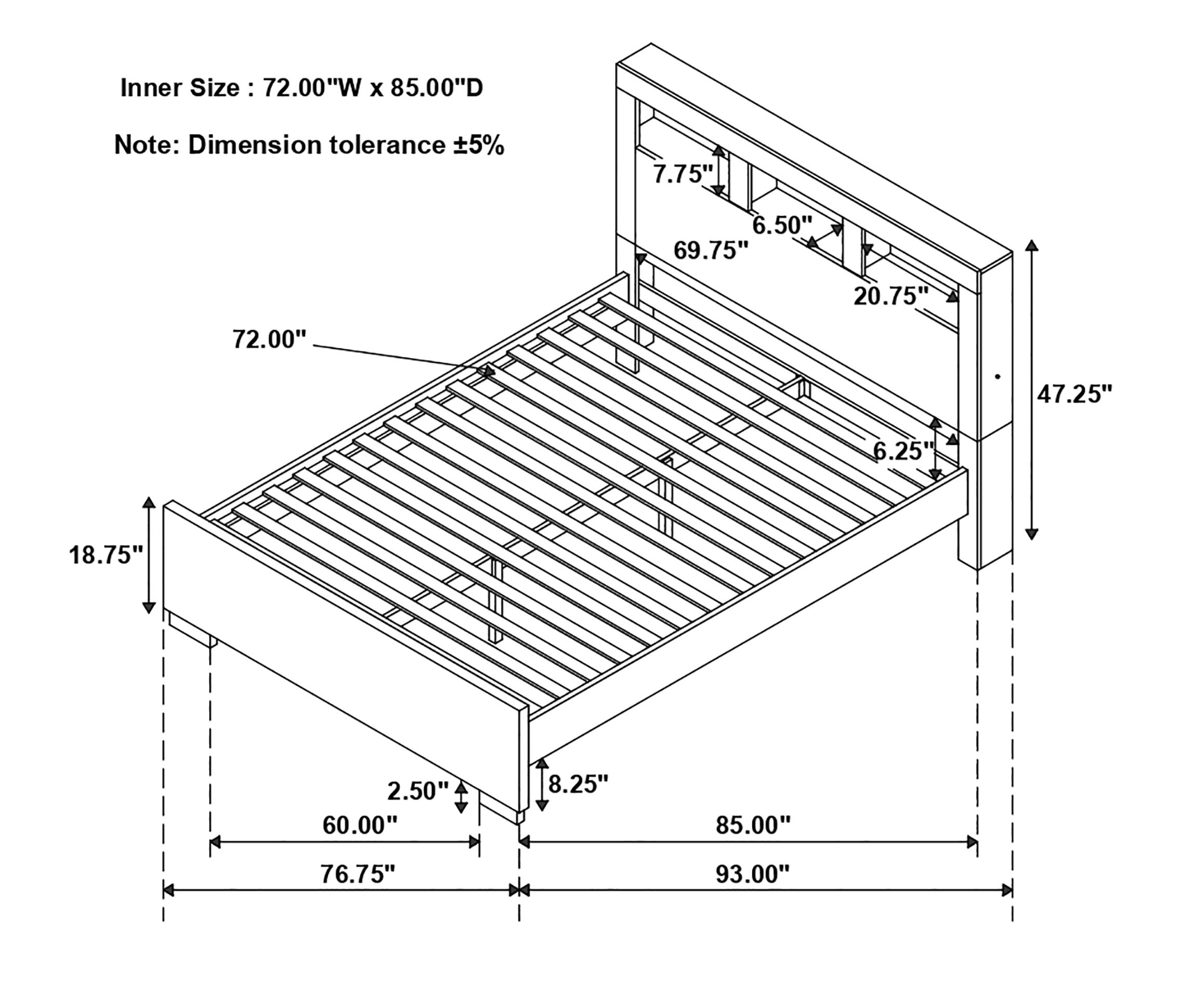 Jessica Wood Bed w/Storage Headboard