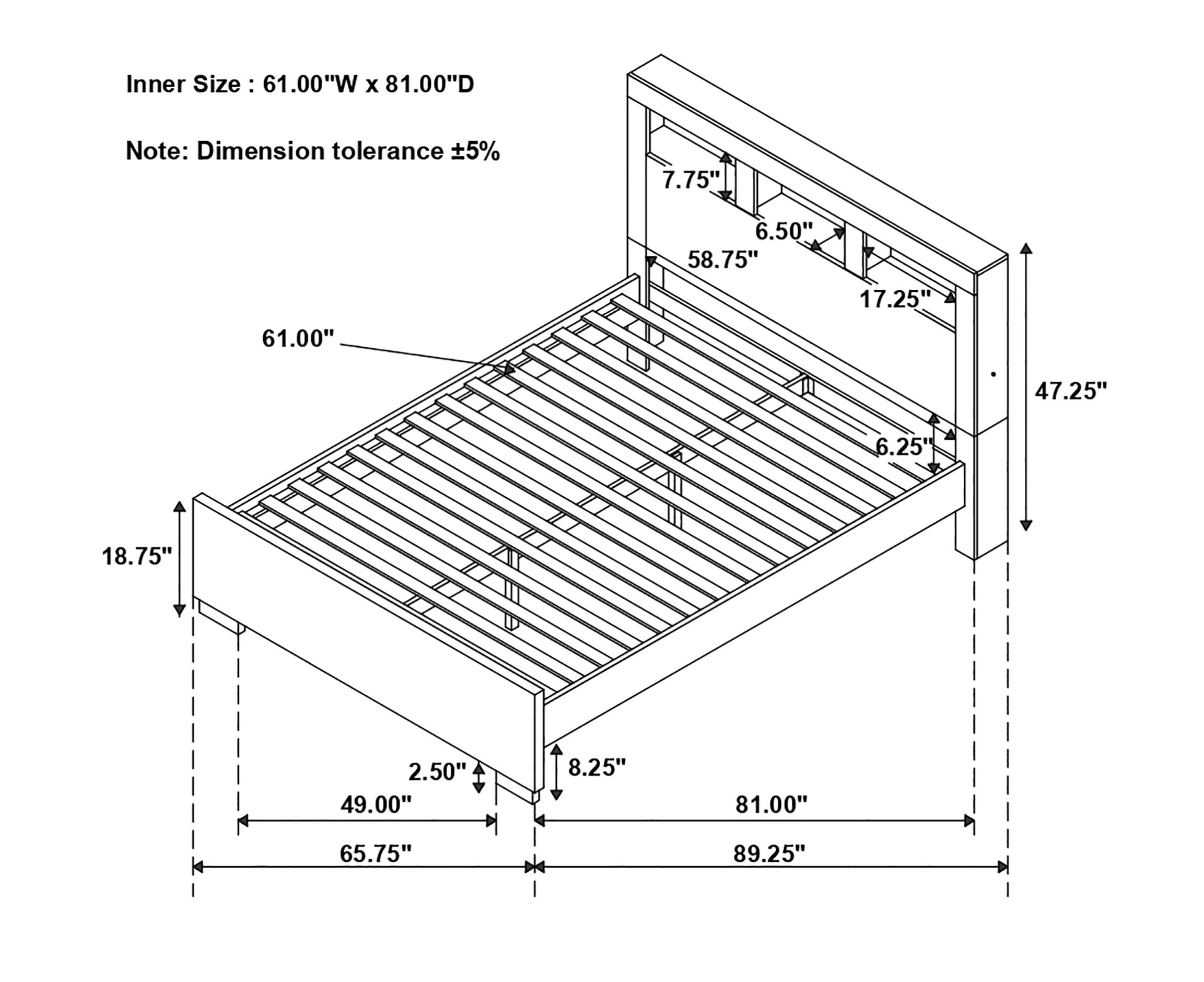 Jessica Wood Bed w/Storage Headboard