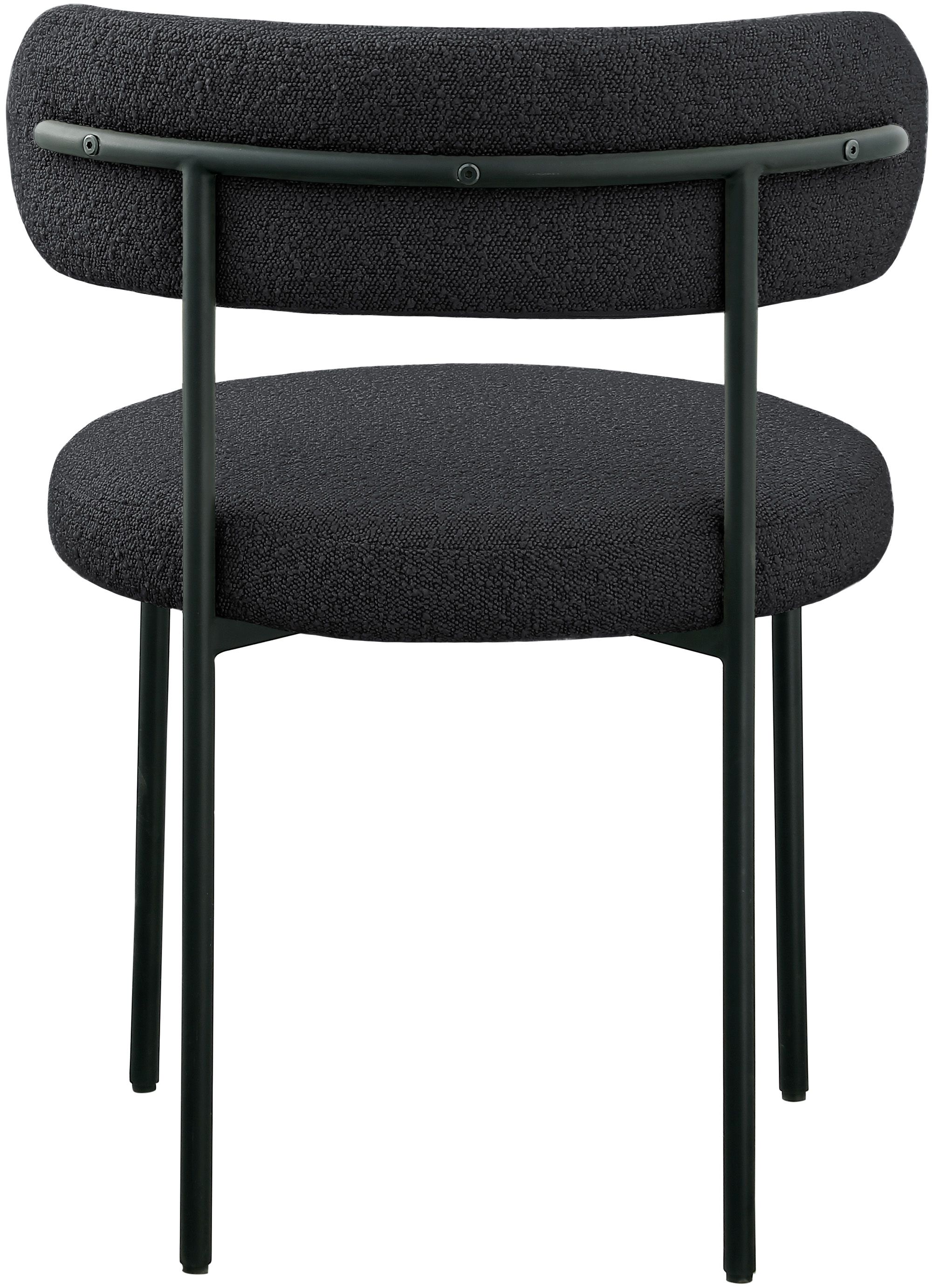 Beacon Boucle Fabric Dining Chair with Matte Black Metal Frame
